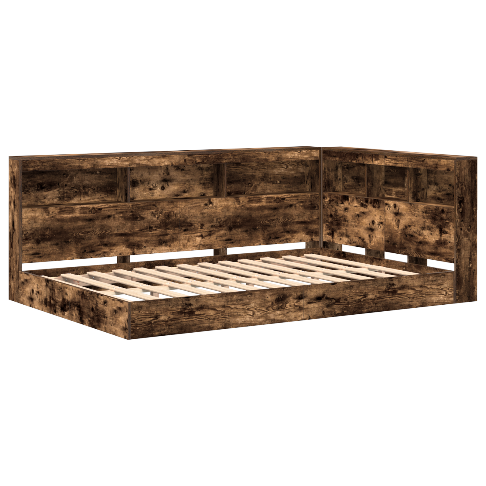 Knygų spintų lova Dūminis ąžuolas 120x200 cm Inžinerinė mediena - Image 3