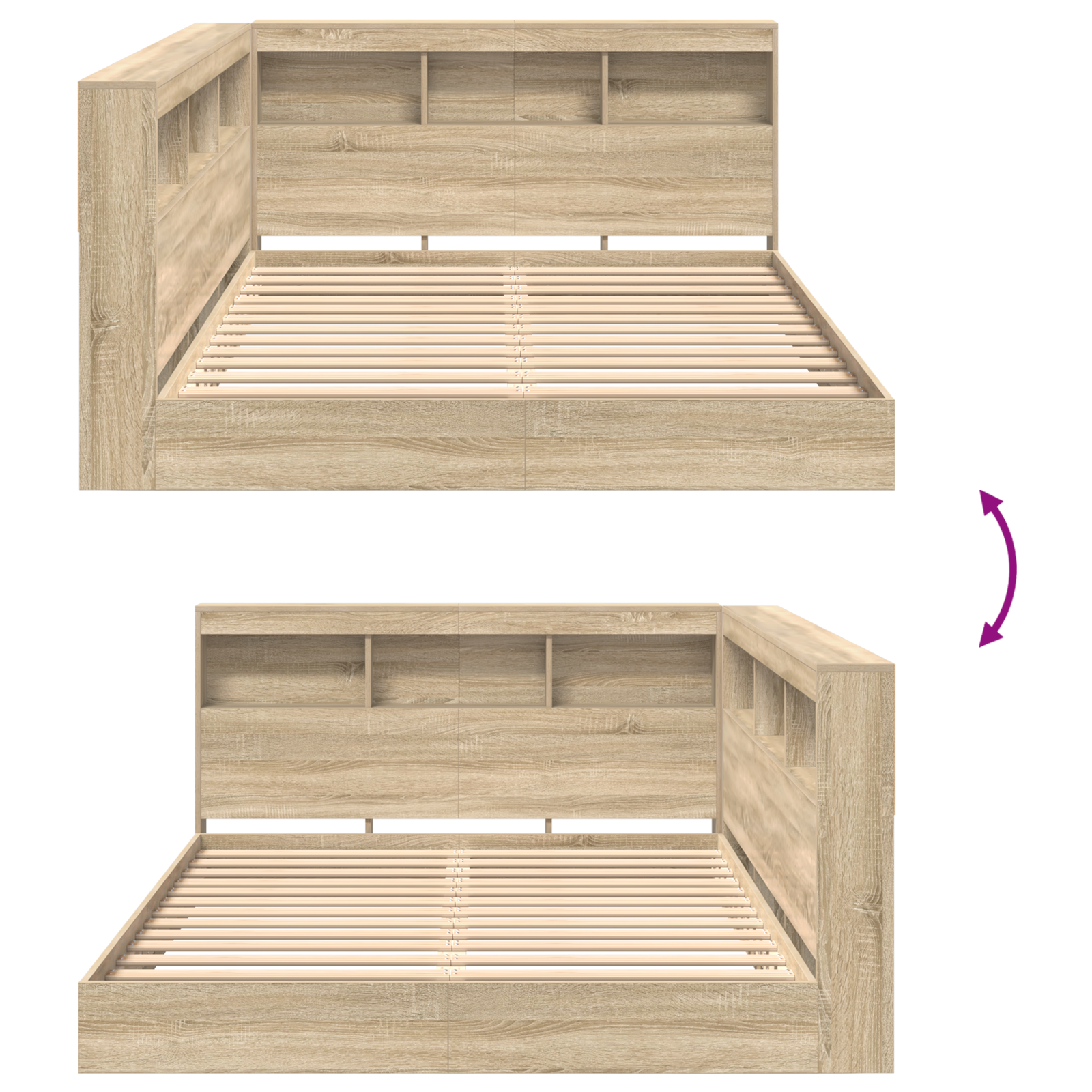 Bookcase Bed Sonoma Oak 140x200 cm Engineered Wood - Image 9