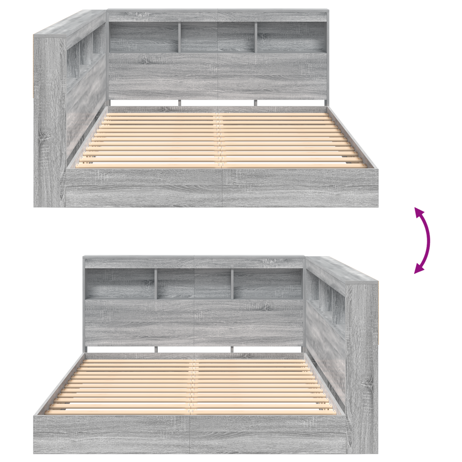 Bookcase Bed Grey Sonoma 140x200 cm Engineered Wood - Image 10