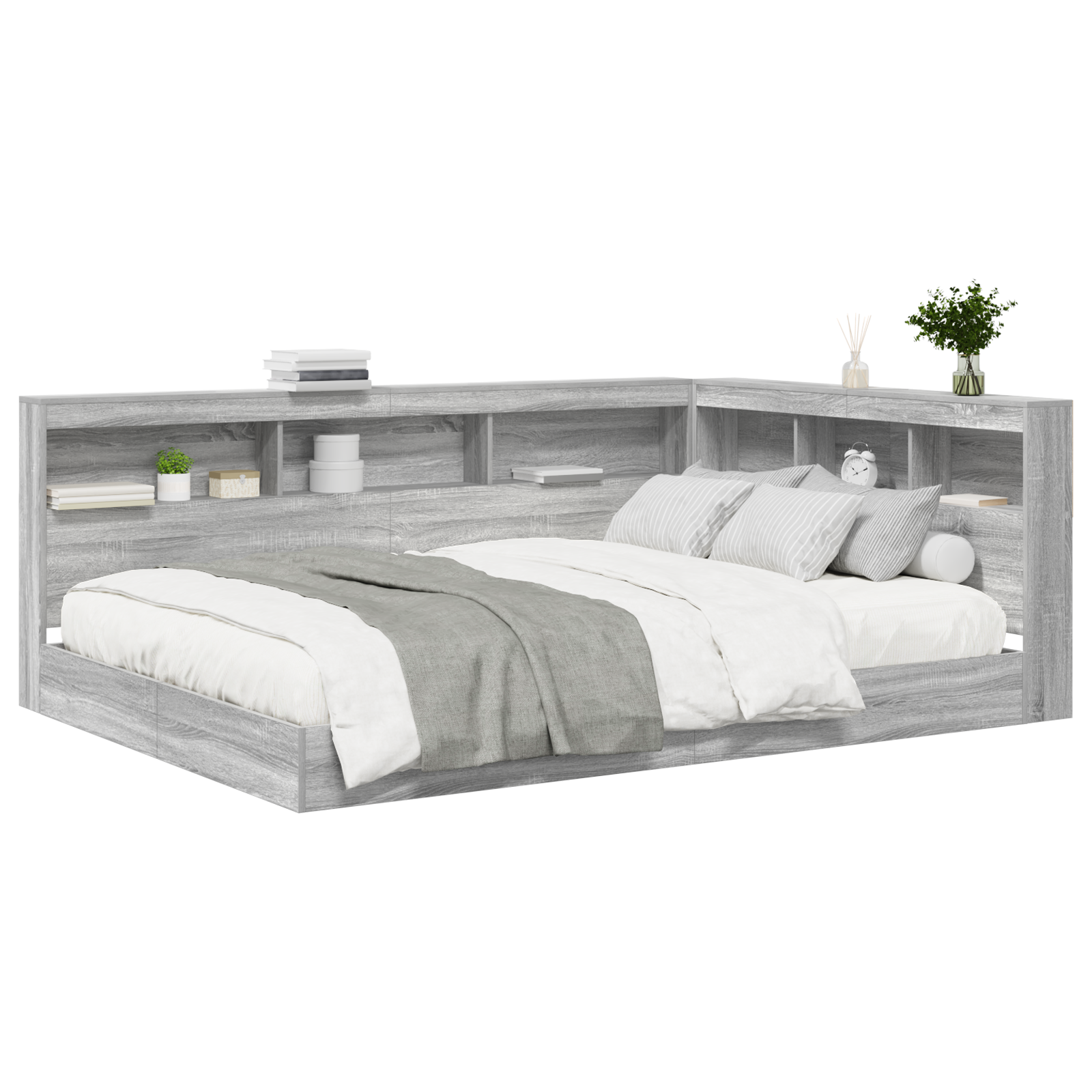 Bookcase Bed Grey Sonoma 140x200 cm Engineered Wood - Image 2