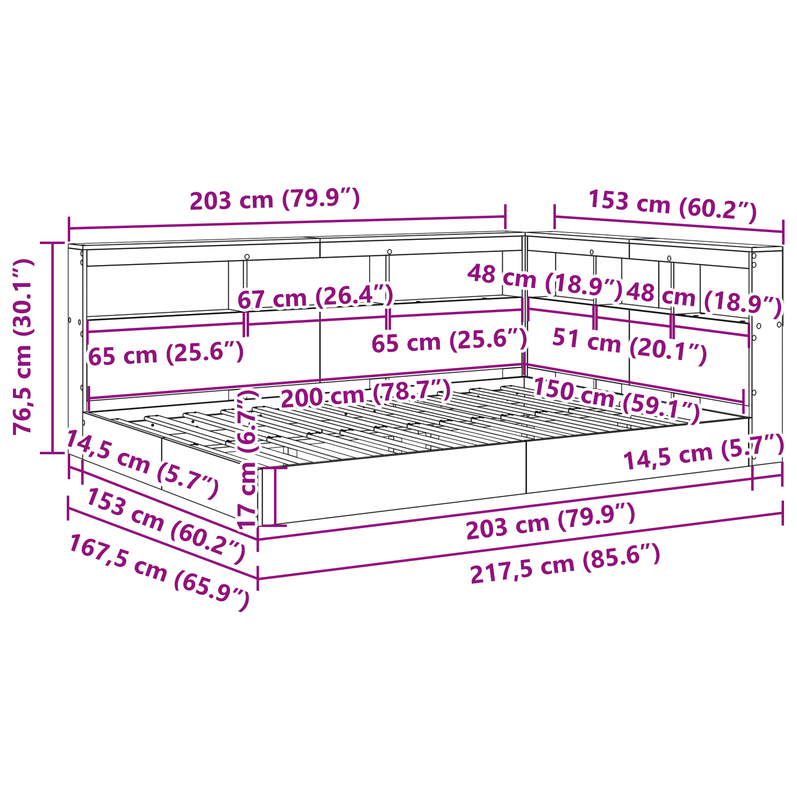 Boghylde Seng Hvid 150x200 cm Ingeniørtræ - Billede 10