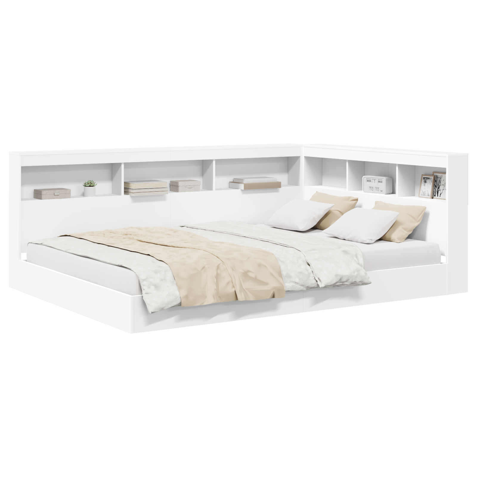 Boghylde Seng Hvid 150x200 cm Ingeniørtræ - Billede 3