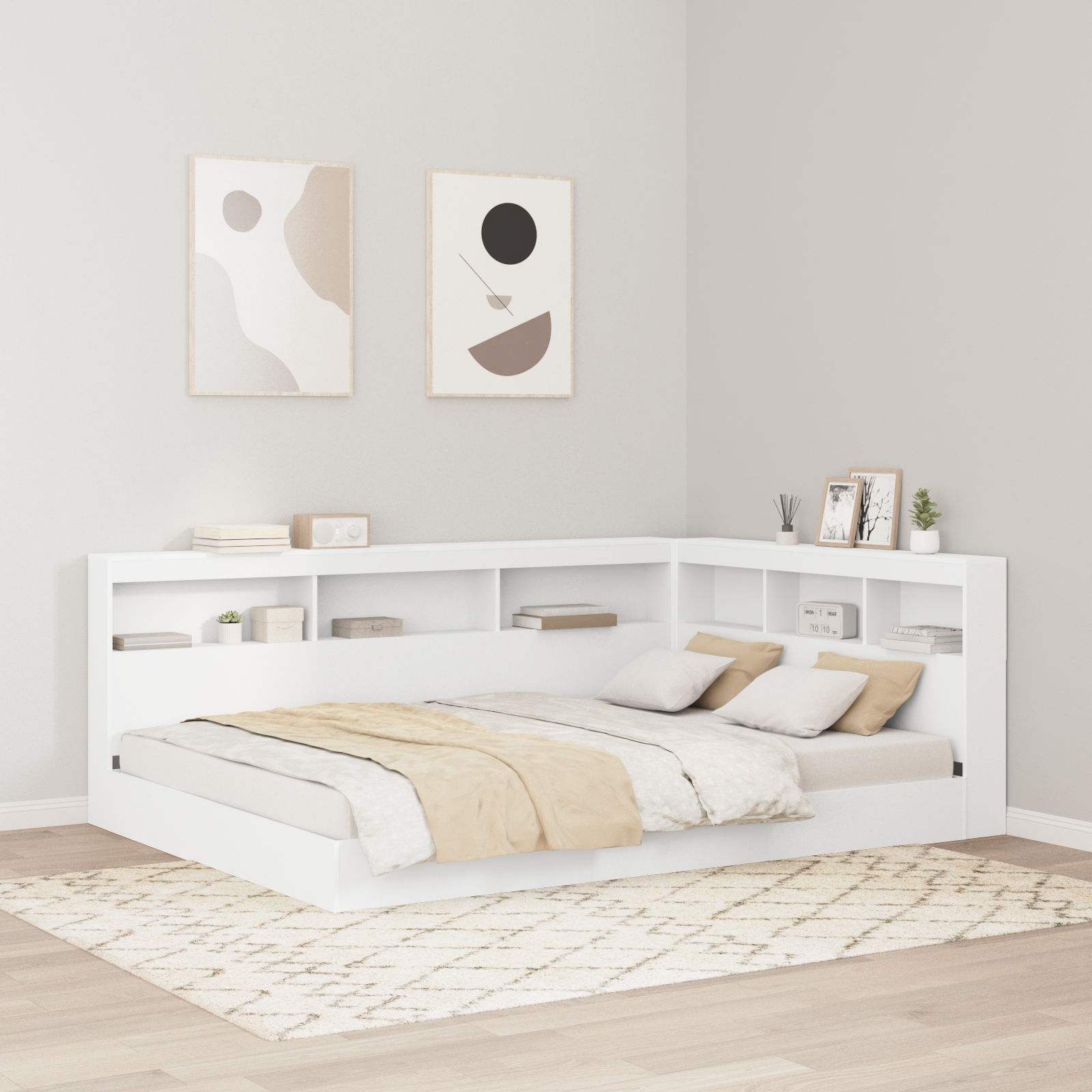 Bookcase Bed White 160x200 cm Engineered Wood