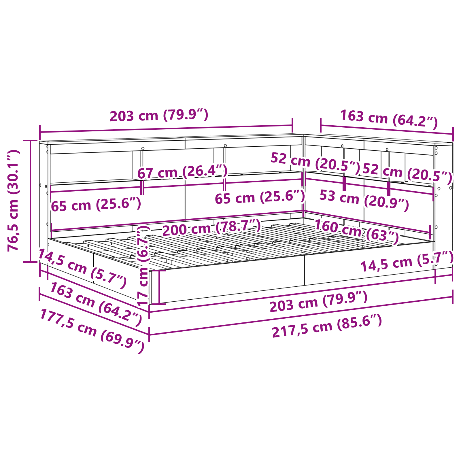 Bookcase Bed Grey Sonoma 160x200 cm Engineered Wood - Image 11