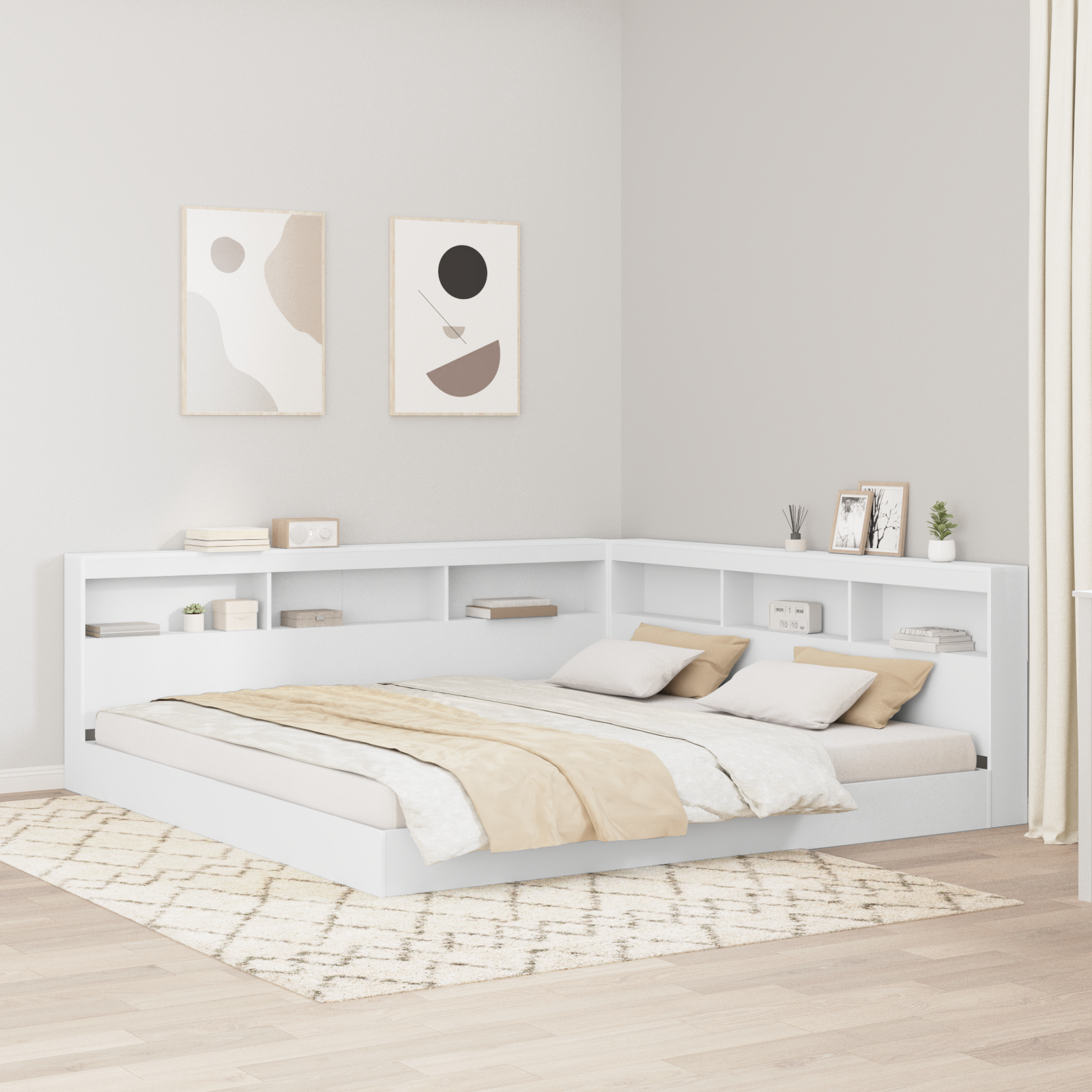 Bookcase Bed White 180x200 cm Engineered Wood