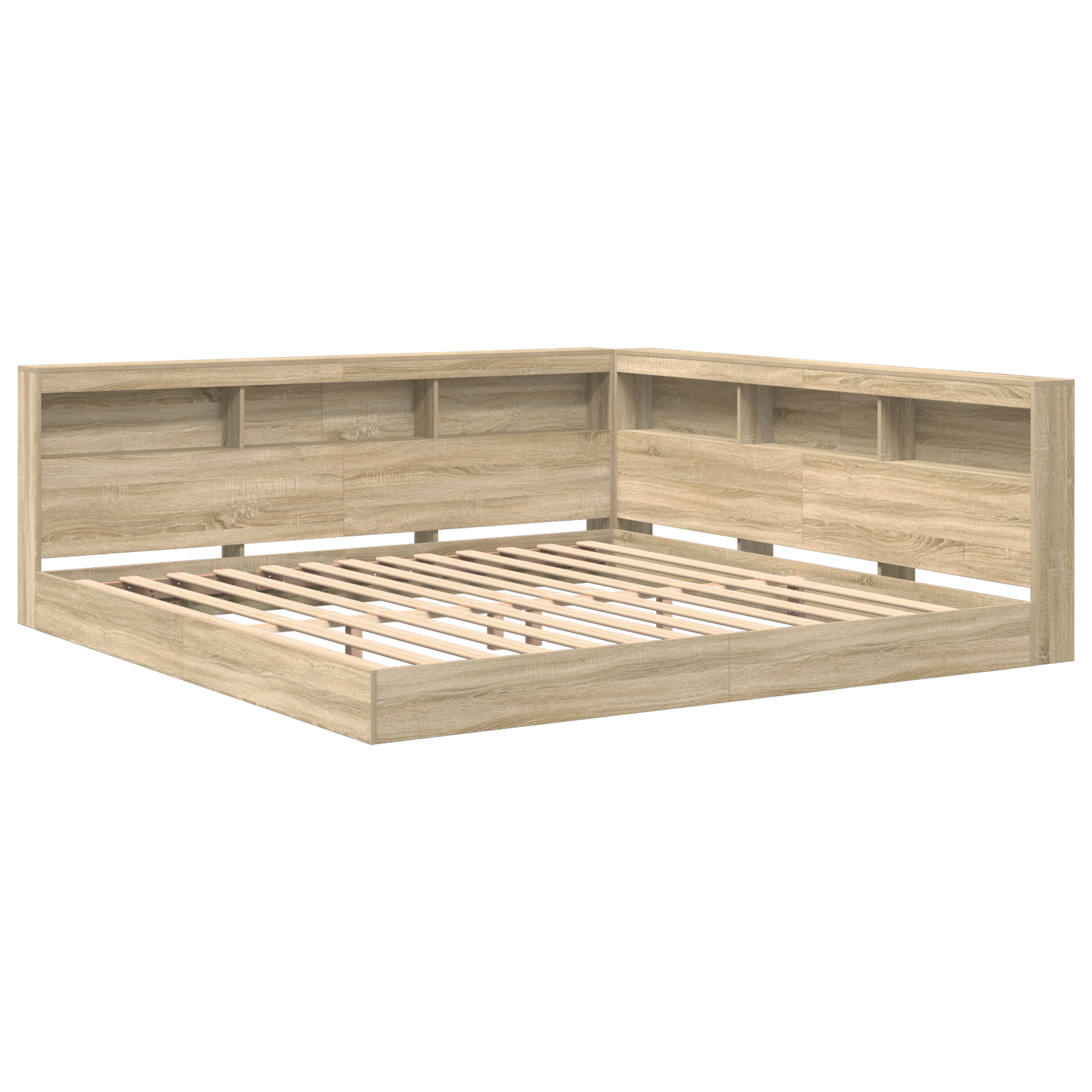 Knygų spintelės lova Sonoma ąžuolo 180x200 cm inžinierinė mediena - Image 3