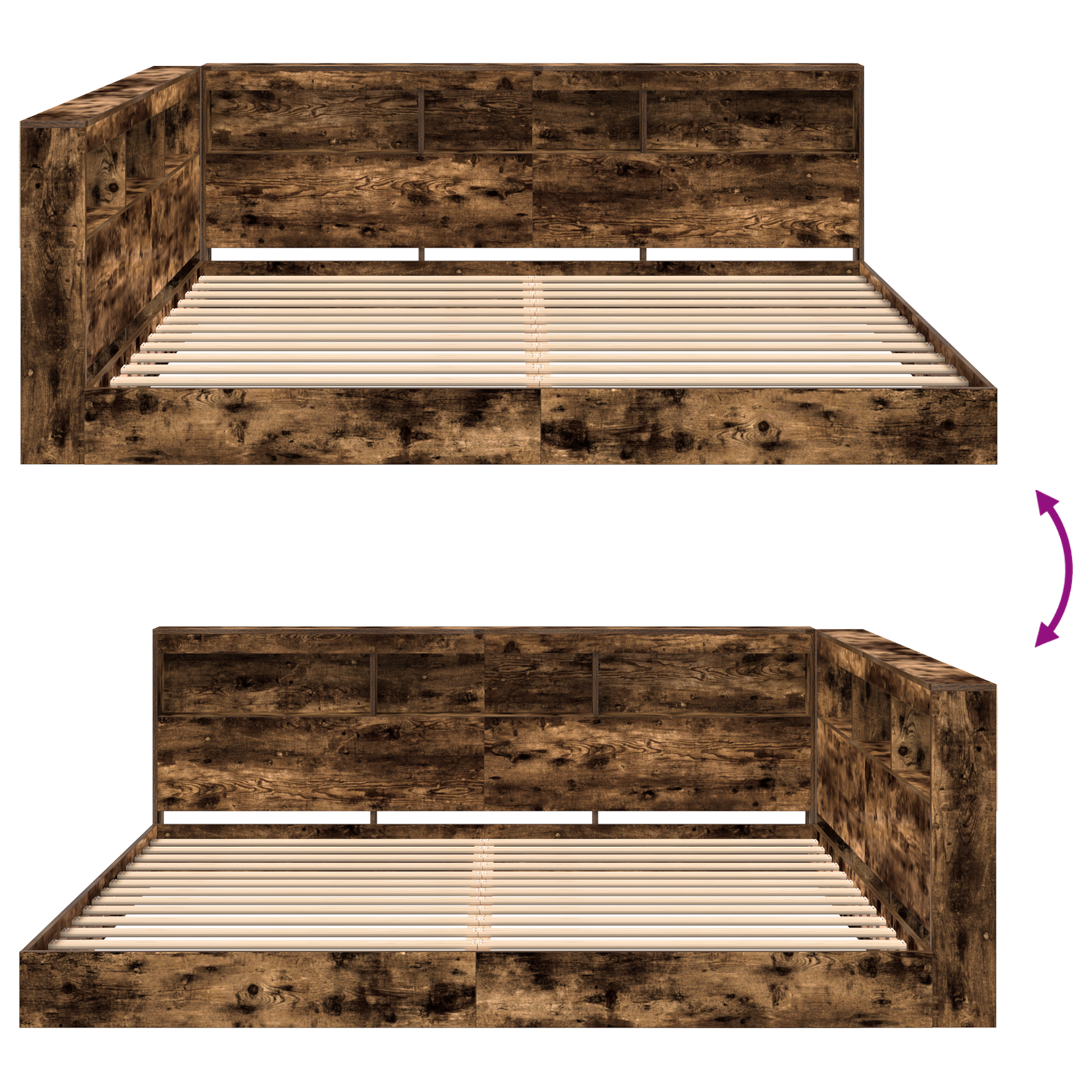 Bookcase Bed Smoked Oak 180x200 cm Engineered Wood - Image 11