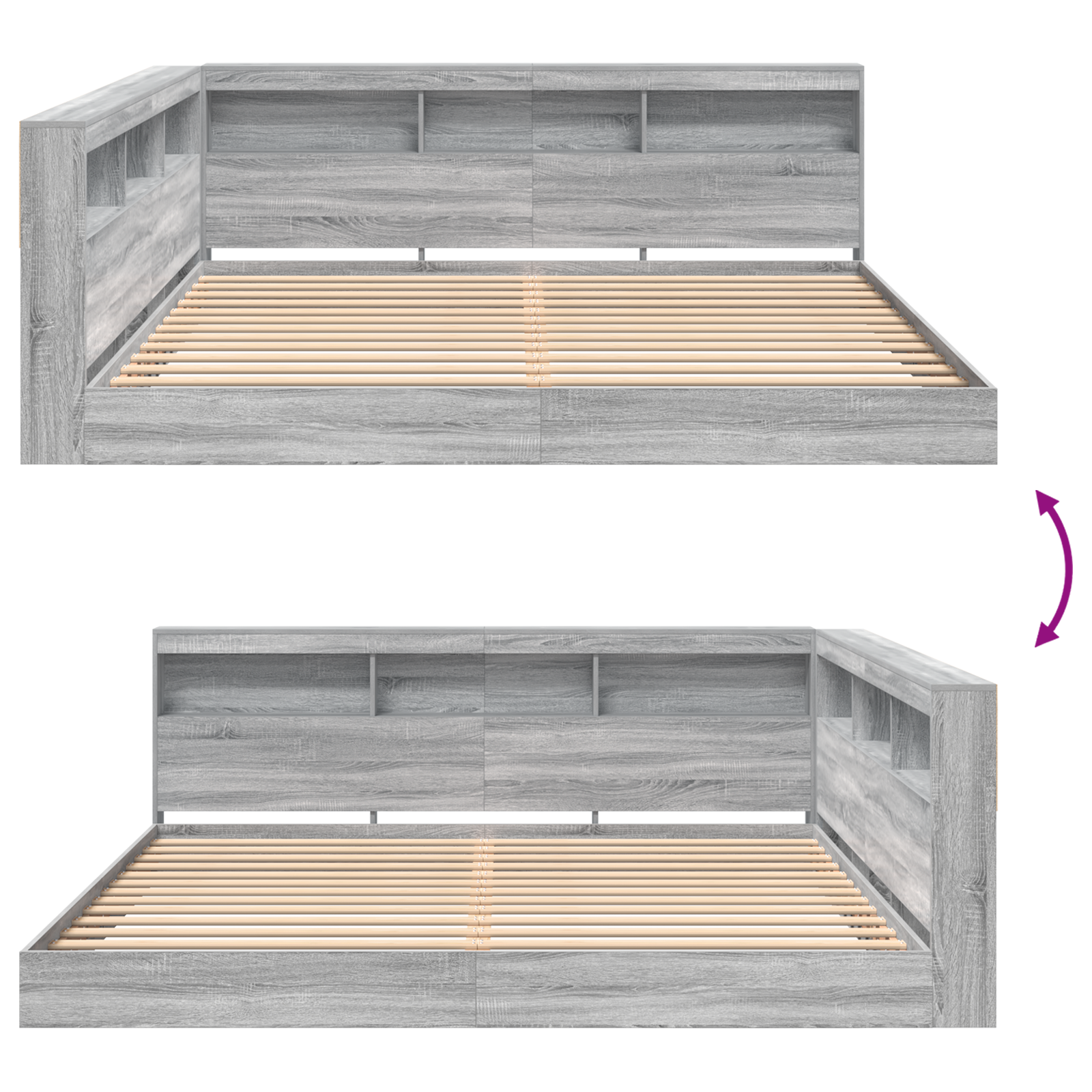 Bookcase Bed Grey Sonoma 180x200 cm Engineered Wood - Image 11