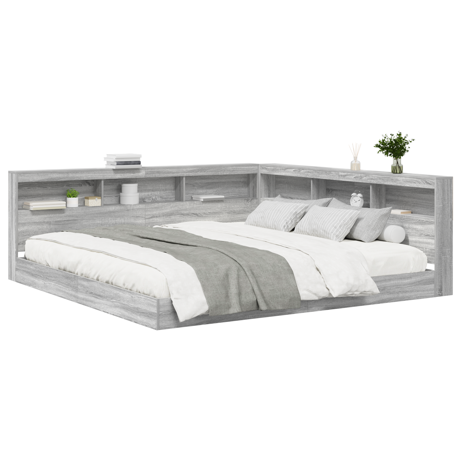 Bookcase Bed Grey Sonoma 180x200 cm Engineered Wood - Image 2