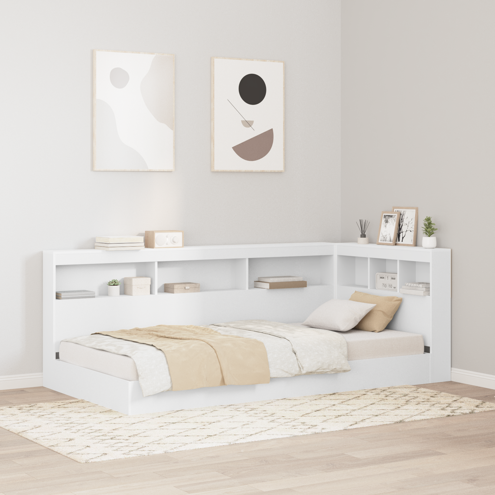 Bookcase Bed White 90x190 cm Engineered Wood