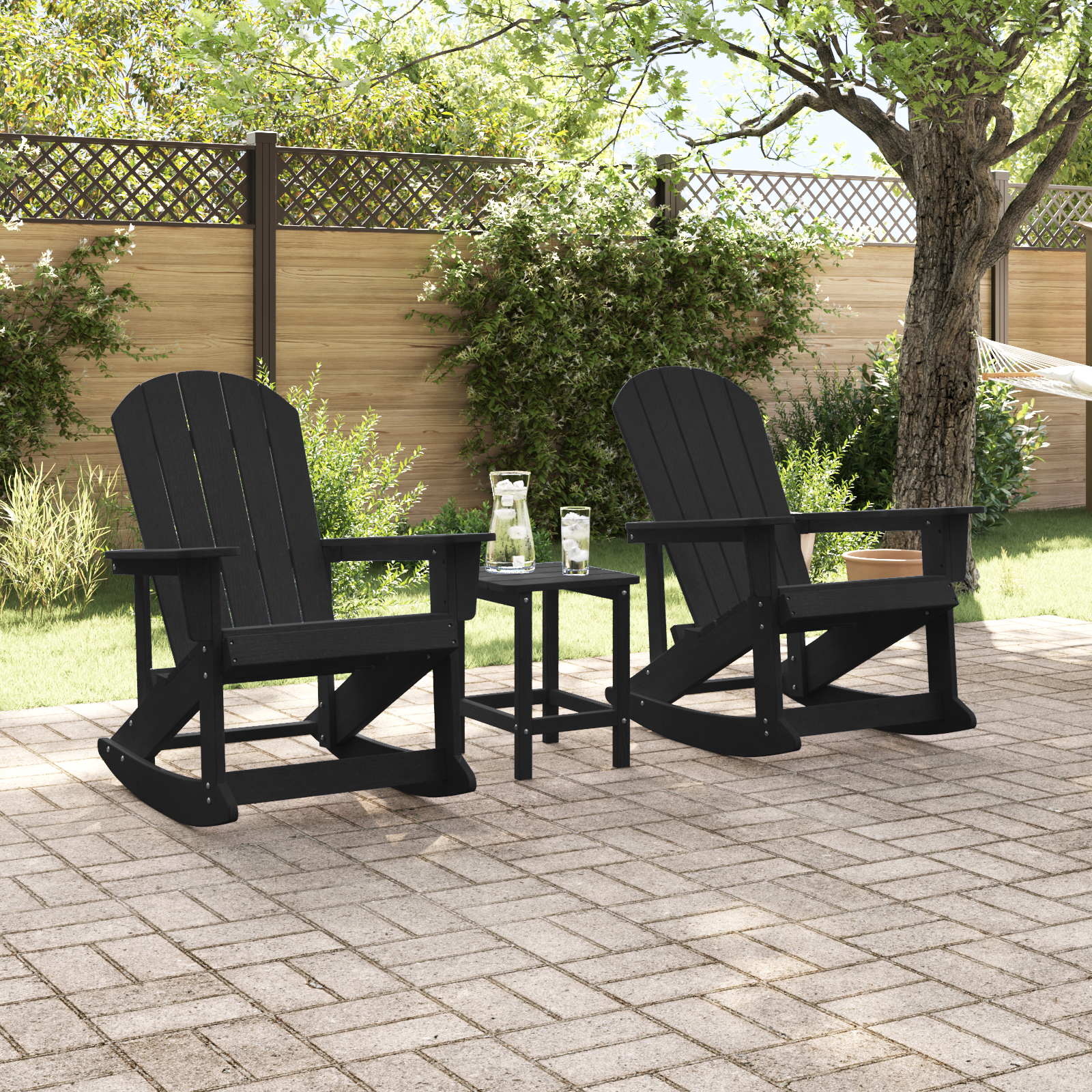 Tuin Lounge Set 3 pcs Zwart Medium 38 x 38 x 46 cm HDPE - Afbeelding 4