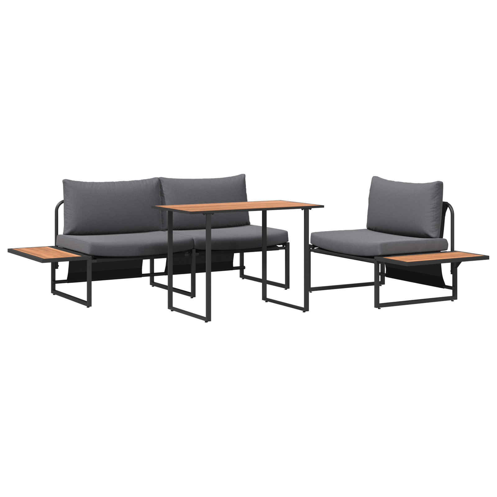 3 Piece Garden Dining Set with Anthracite Cushions - Image 2