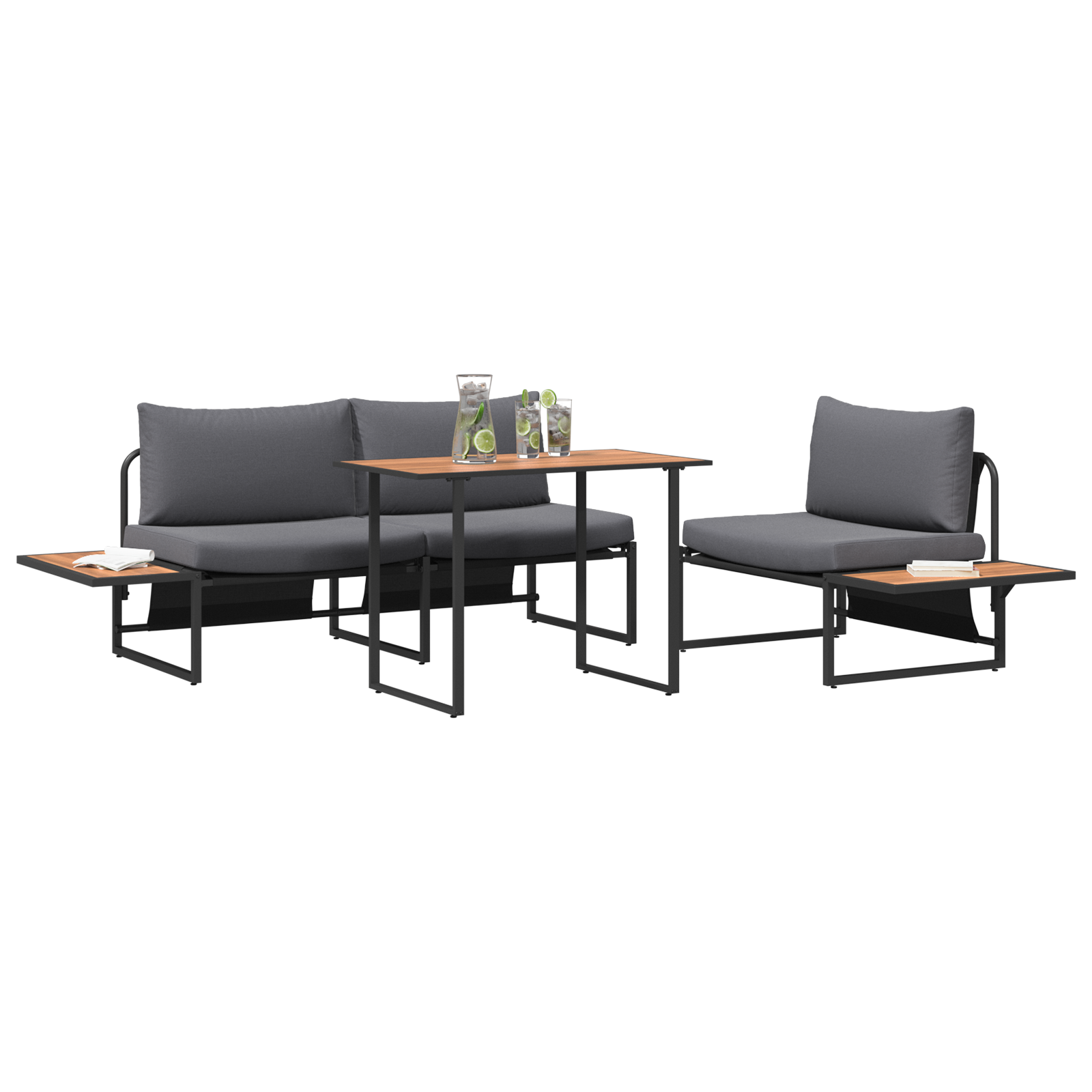 3 Piece Garden Dining Set with Anthracite Cushions - Image 3