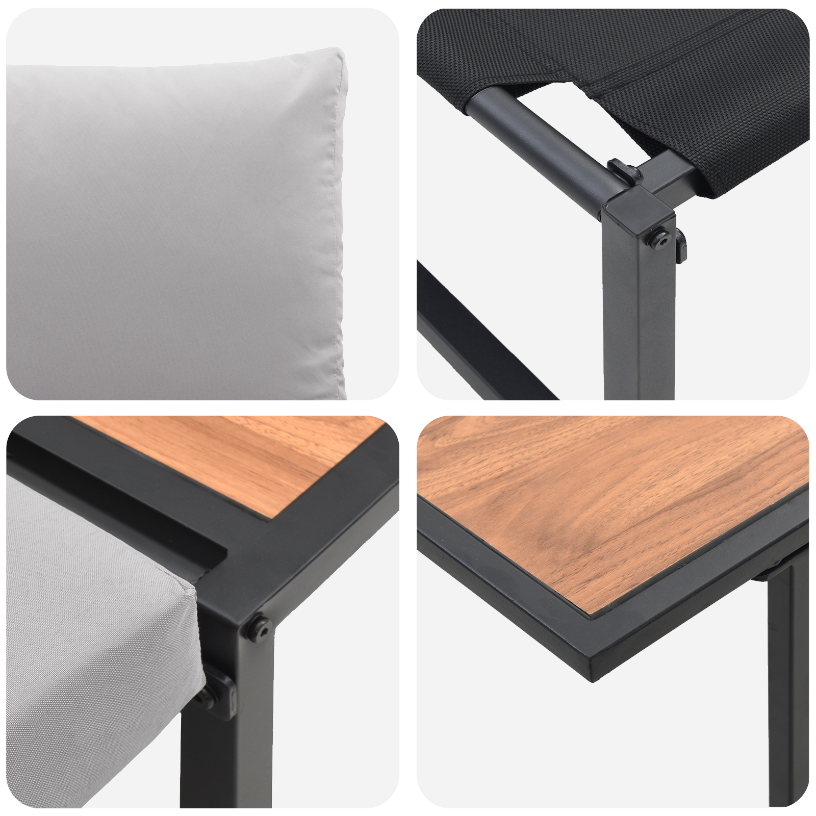 3 Piece Garden Dining Set with Light Grey Cushions - Image 10