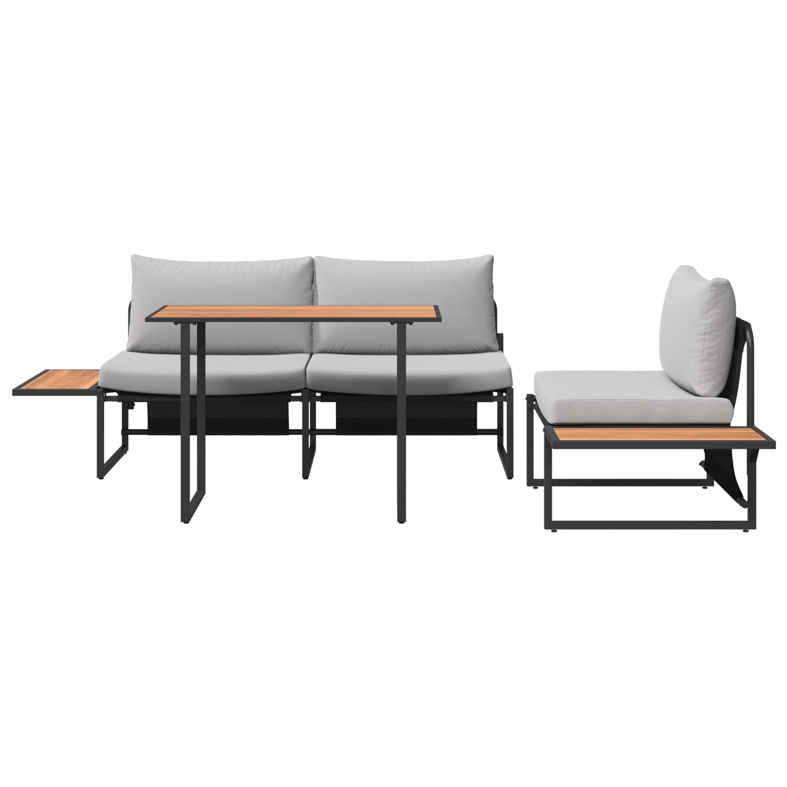 3 Piece Garden Dining Set with Light Grey Cushions - Image 8