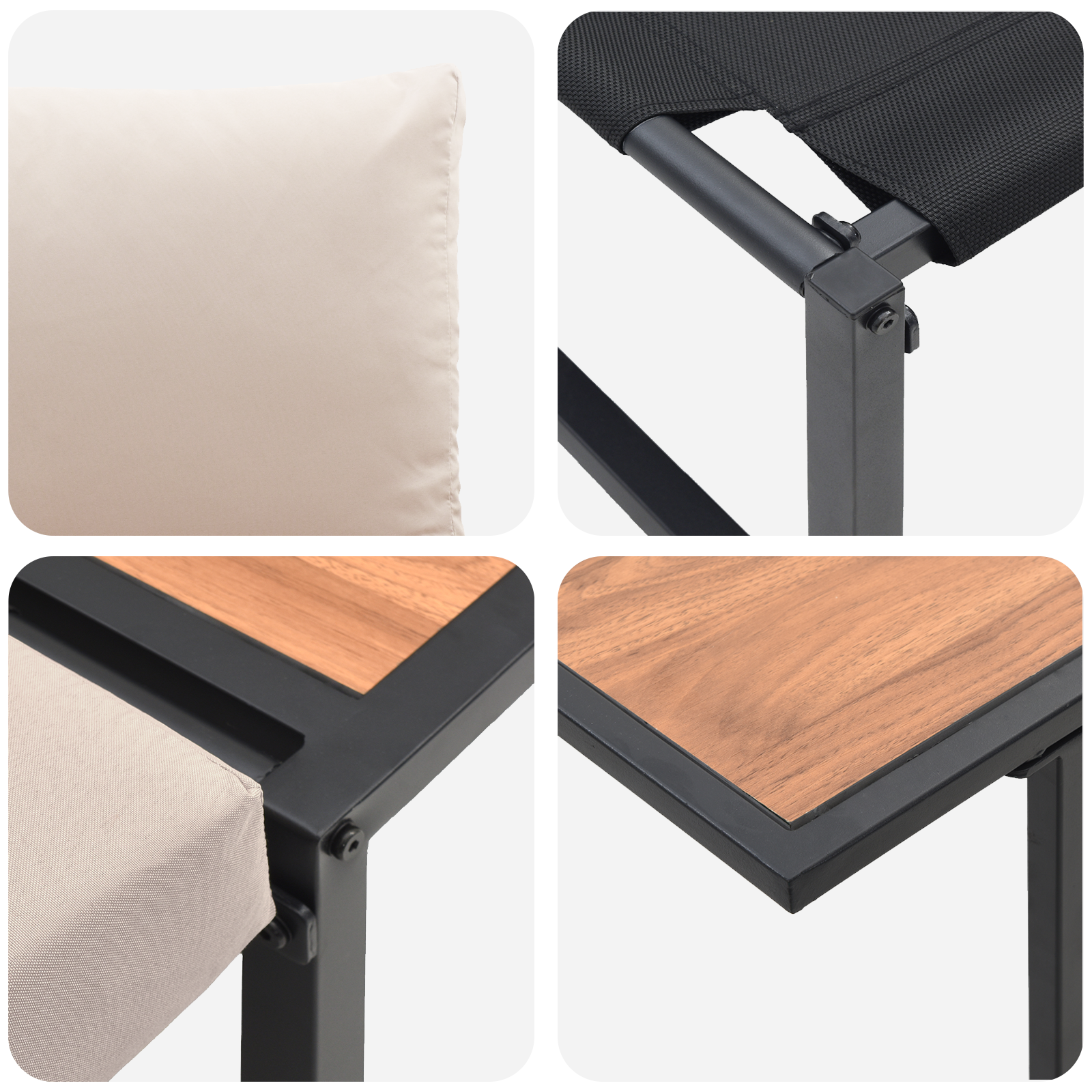 3 Piece Garden Dining Set with Taupe Cushions - Image 10