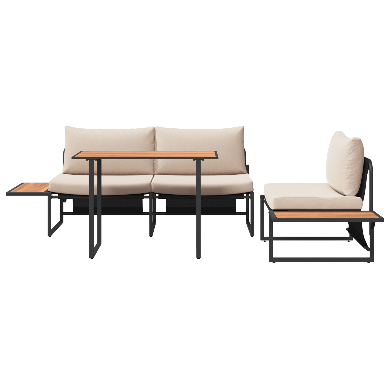 3 Piece Garden Dining Set with Taupe Cushions - Image 8
