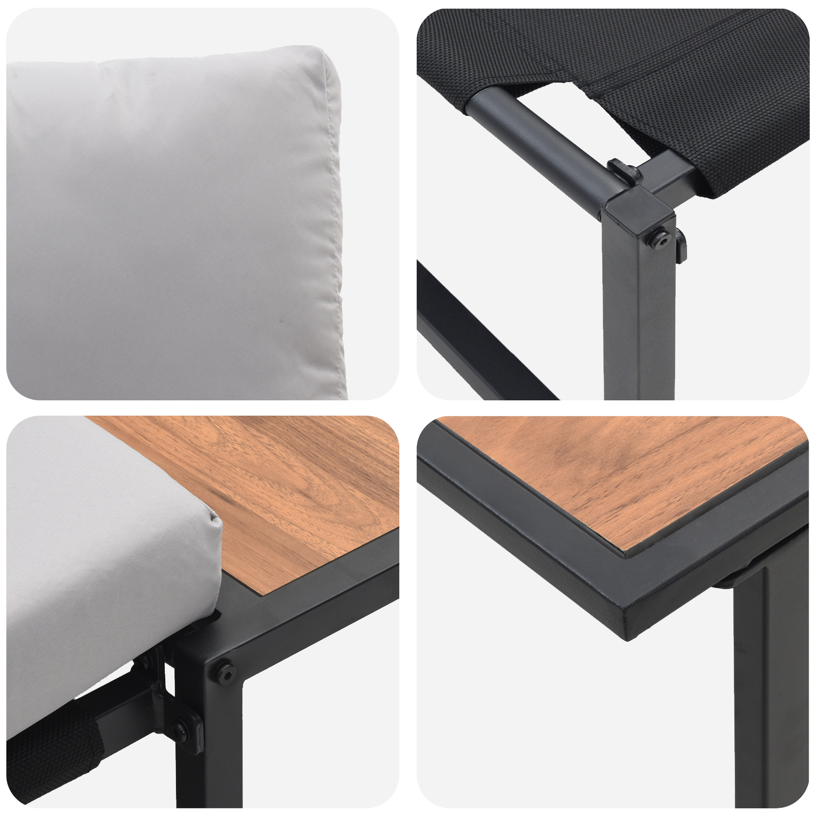 3 Piece Garden Sofa Set with Light Grey Cushions - Image 10