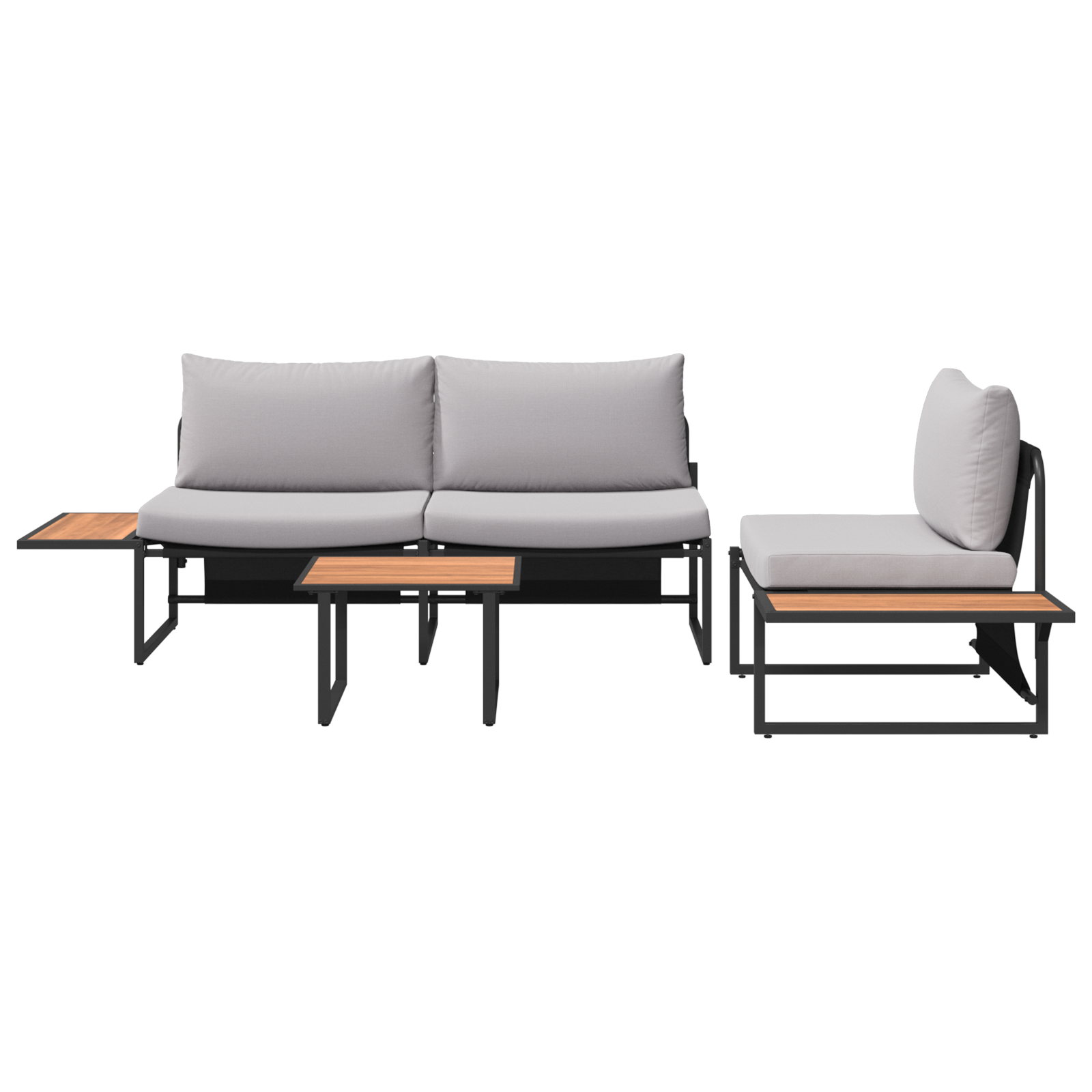 3 Piece Garden Sofa Set with Light Grey Cushions - Image 8