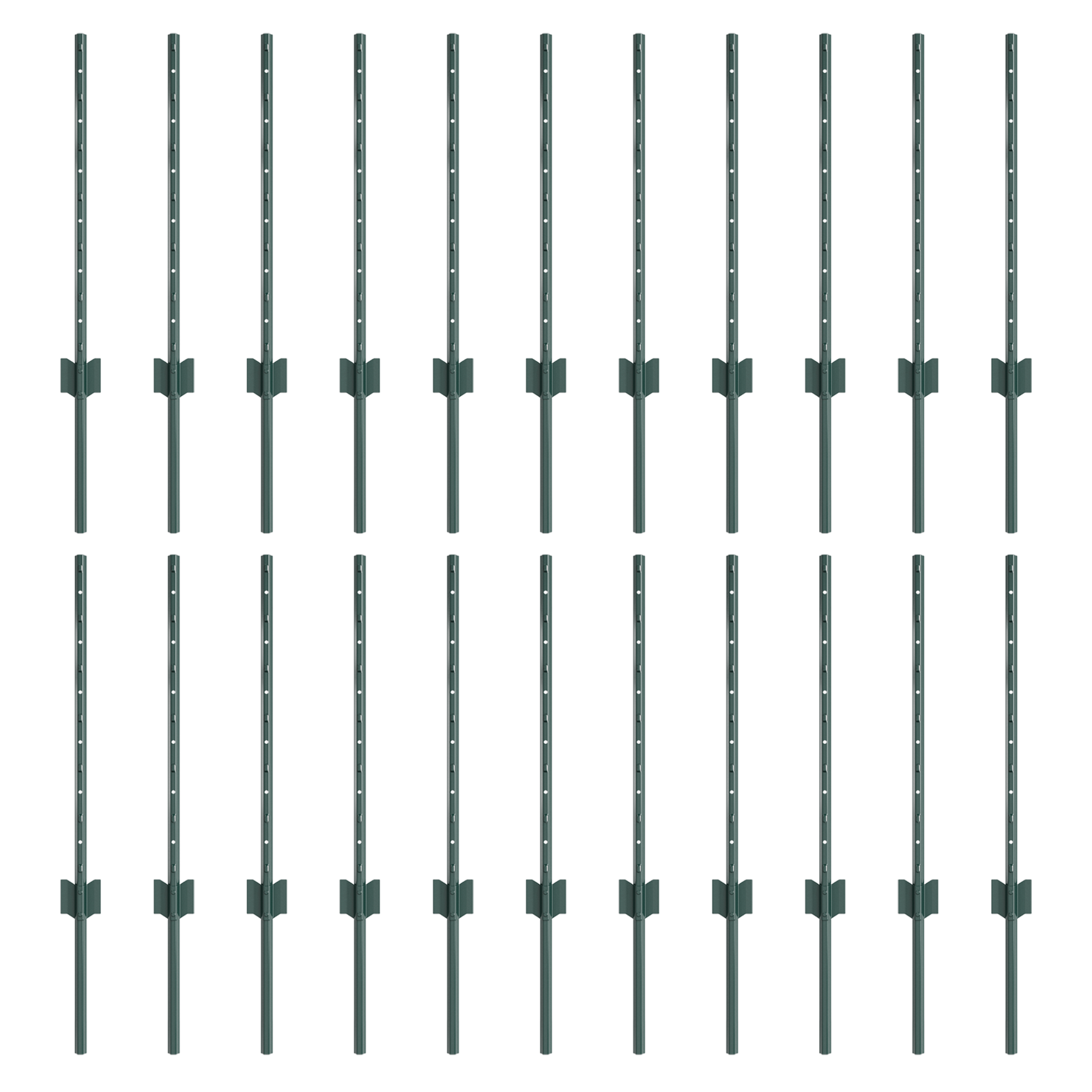 Fence Posts 22 pcs U-Channel Green 100 cm Steel - Image 2