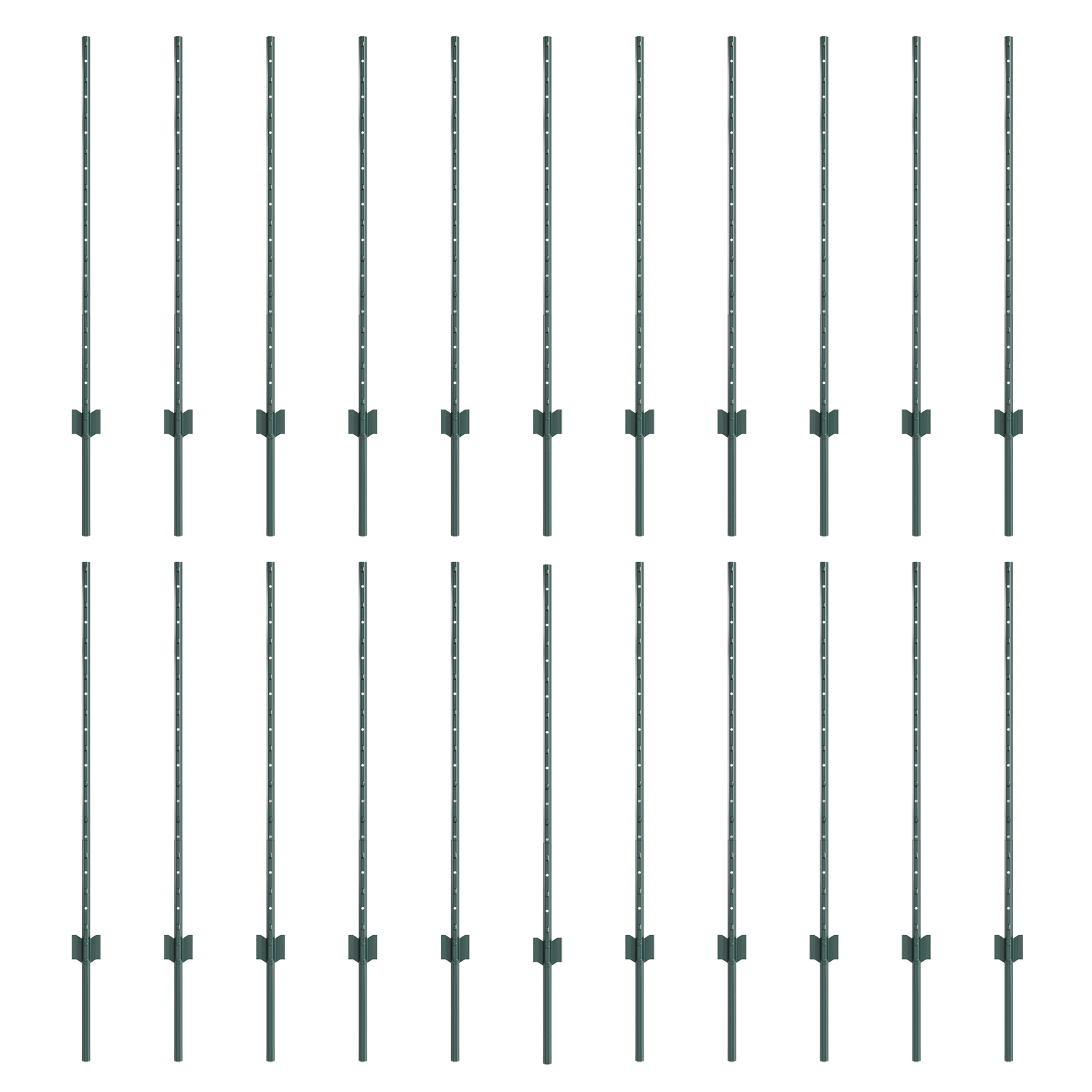 Fence Posts 22 pcs U-Channel Green 140 cm Steel - Image 2