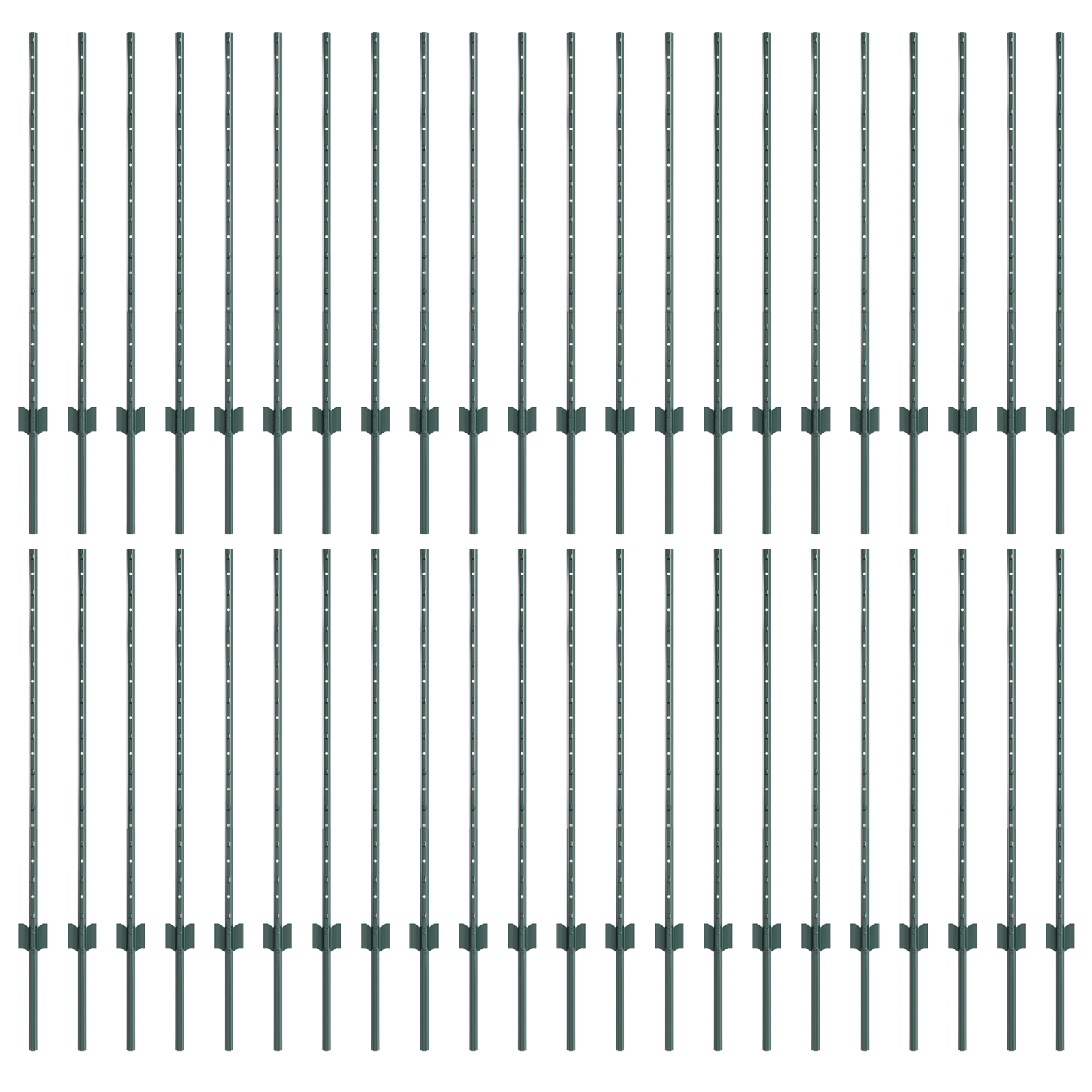 Fence Posts 44 pcs U-Channel Green 140 cm Steel - Image 2