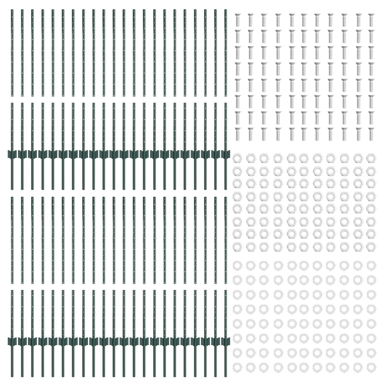 Fence Posts 44 pcs U-Channel Green 140 cm Steel - Image 4