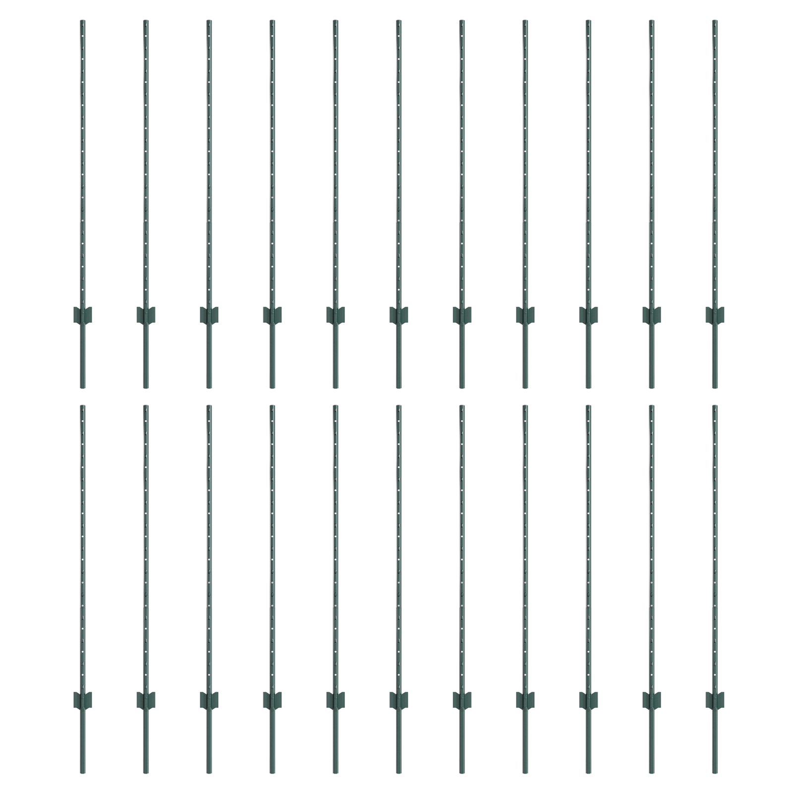 Fence Posts 22 pcs U-Channel Green 160 cm Steel - Image 2