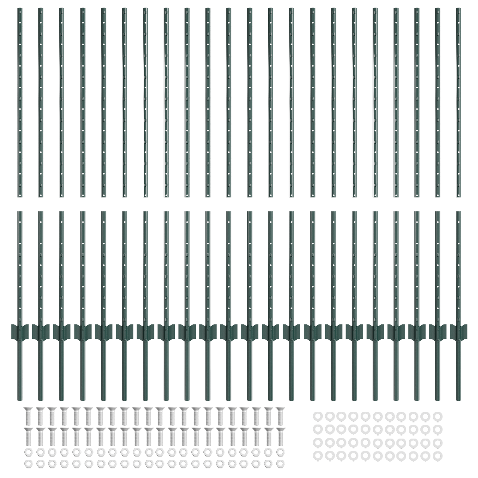 Fence Posts 22 pcs U-Channel Green 160 cm Steel - Image 4