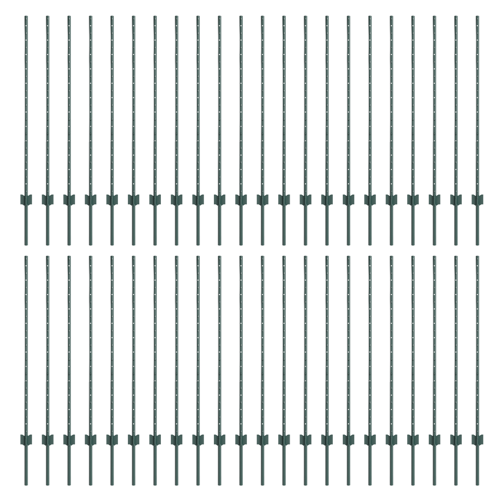 Fence Posts 44 pcs U-Channel Green 160 cm Steel - Image 2