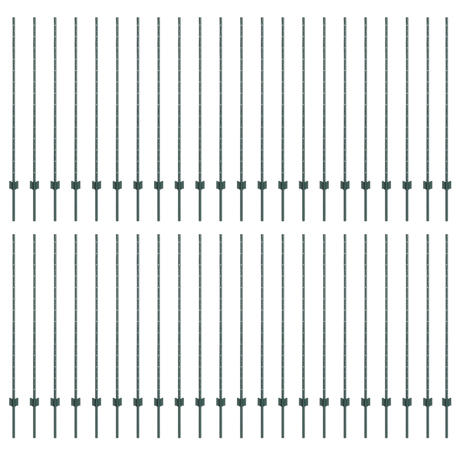 Fence Posts 44 pcs U-Channel Green 180 cm Steel - Image 2