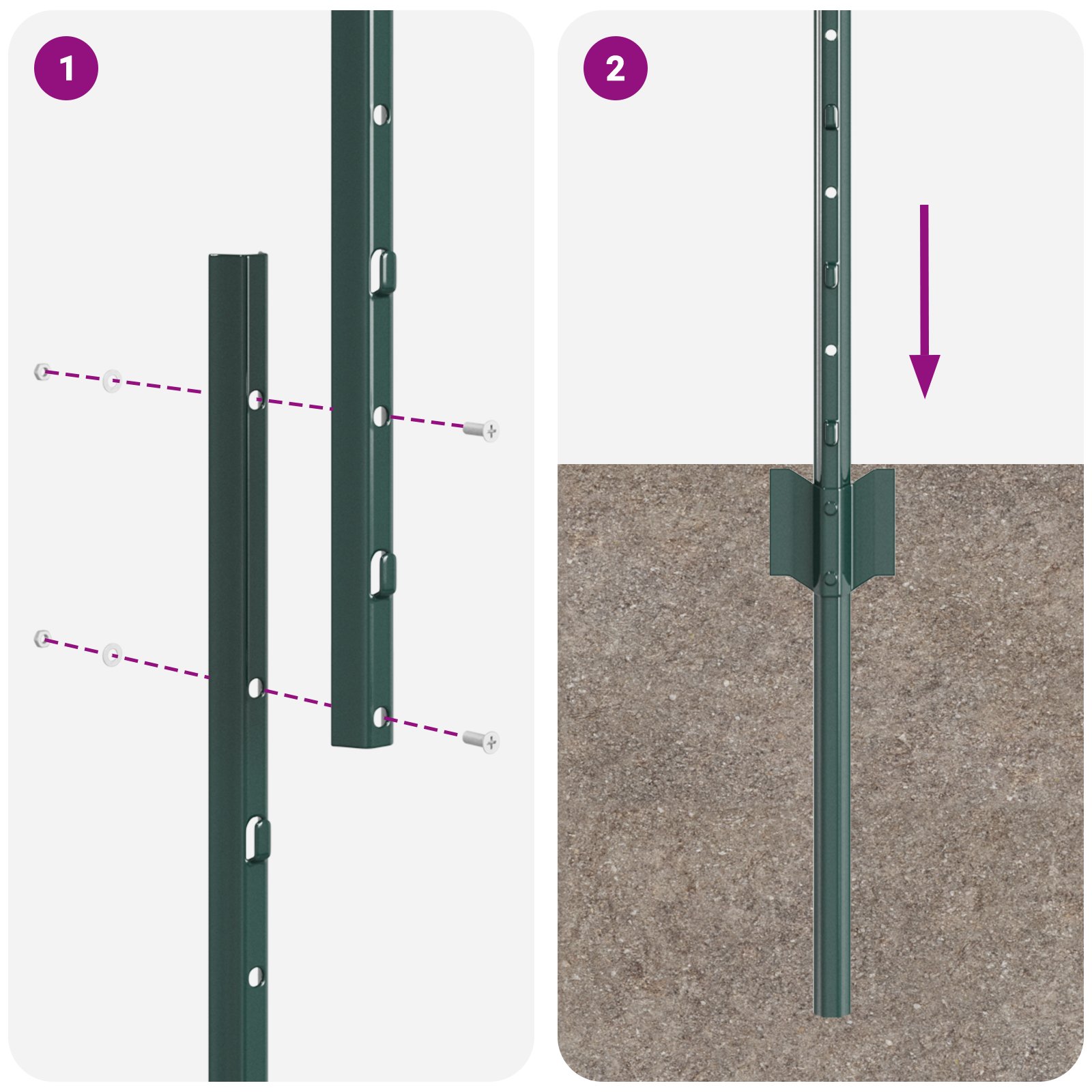 Fence Posts 44 pcs U-Channel Green 200 cm Steel - Image 6