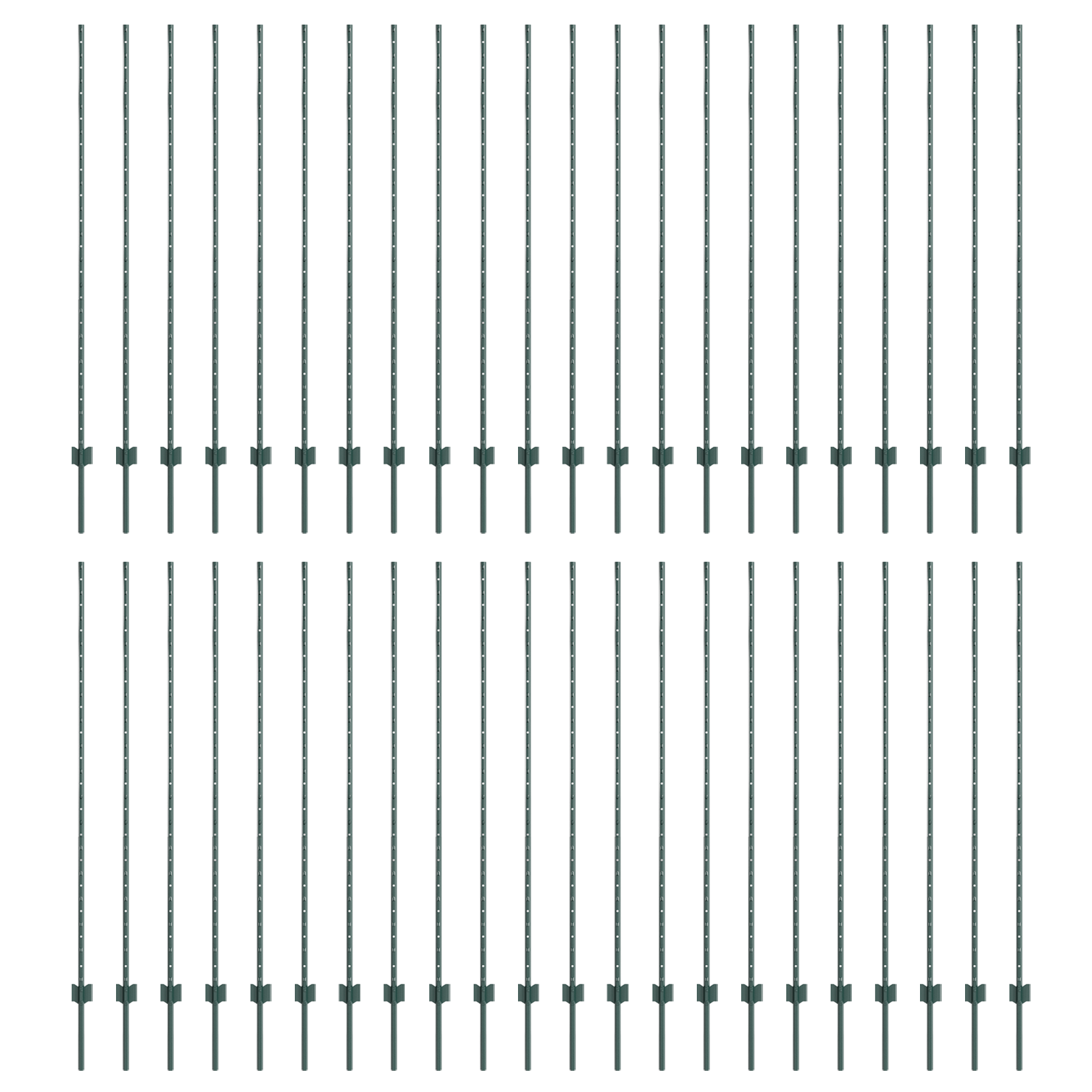 Fence Posts 44 pcs U-Channel Green 200 cm Steel - Image 2