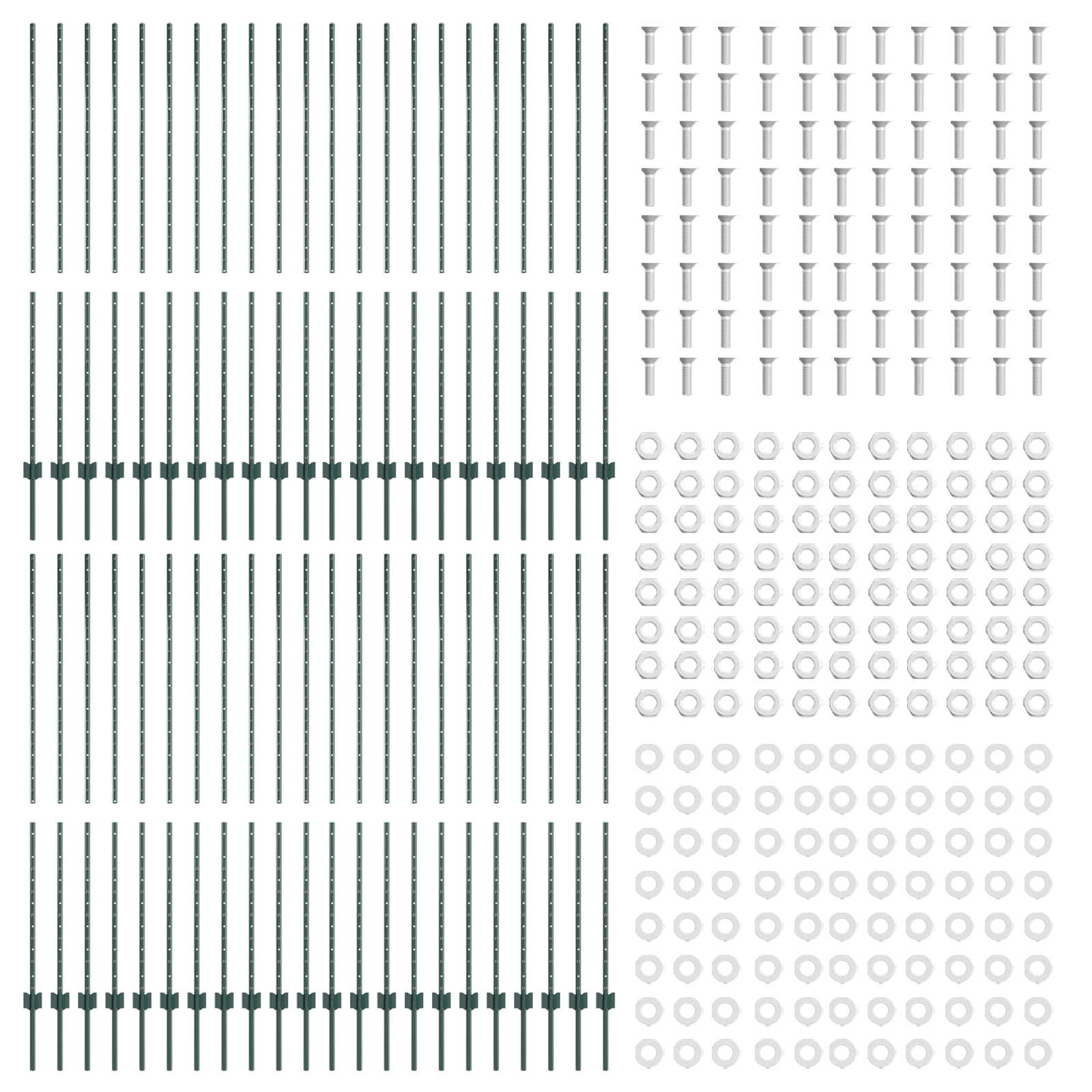 Fence Posts 44 pcs U-Channel Green 200 cm Steel - Image 4