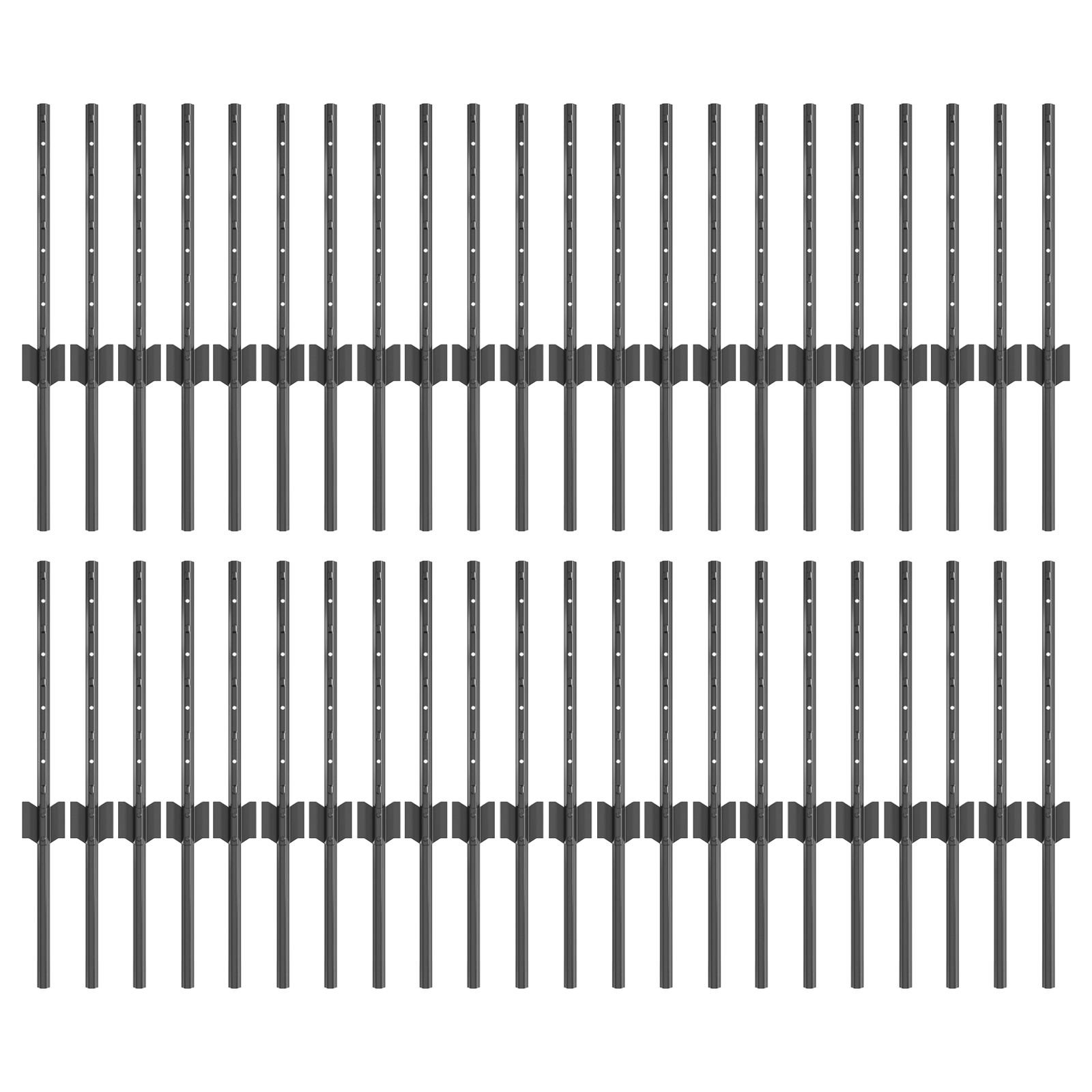 Fence Posts 44 pcs U-Channel Grey 80 cm Steel - Image 2