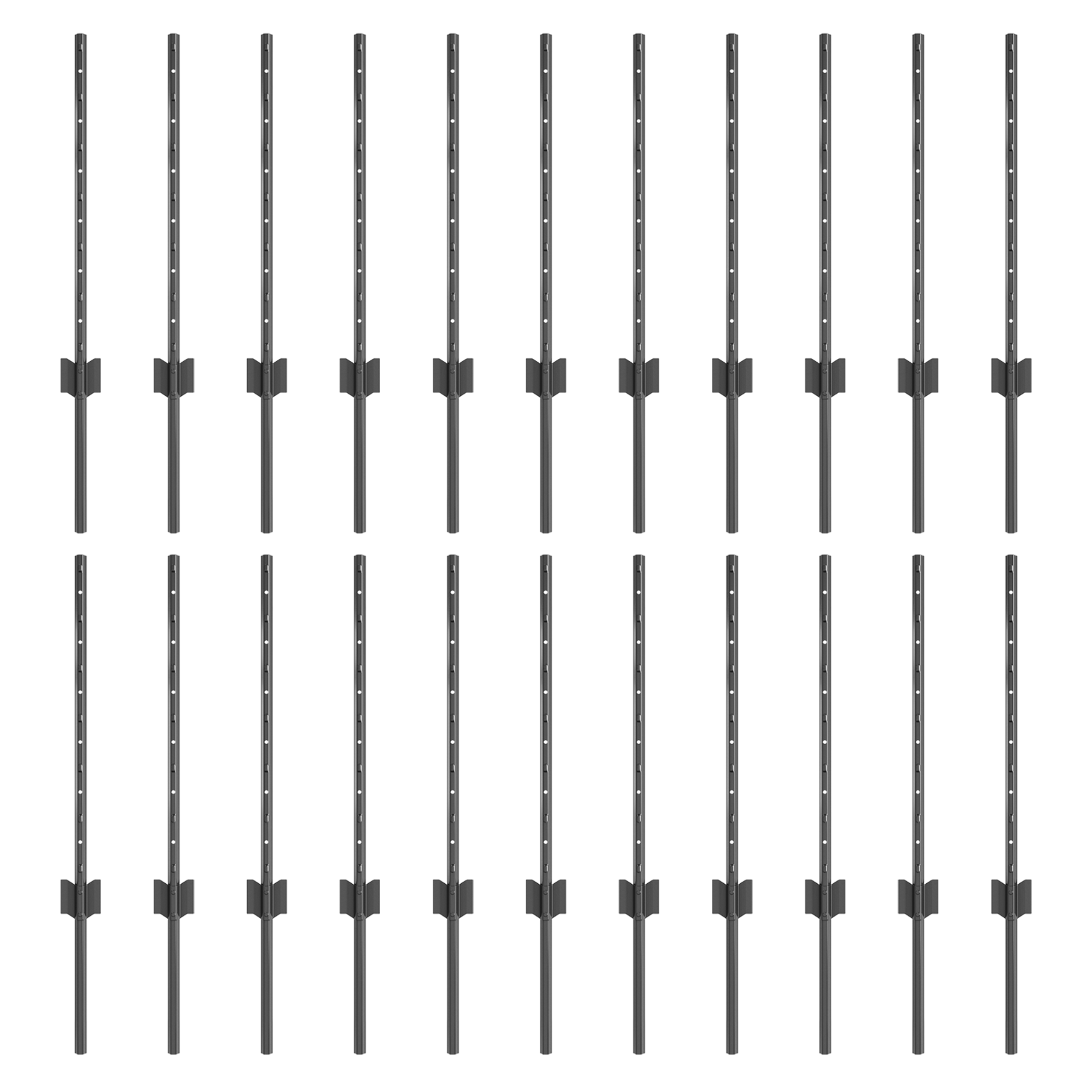 Fence Posts 22 pcs U-Channel Grey 100 cm Steel - Image 2