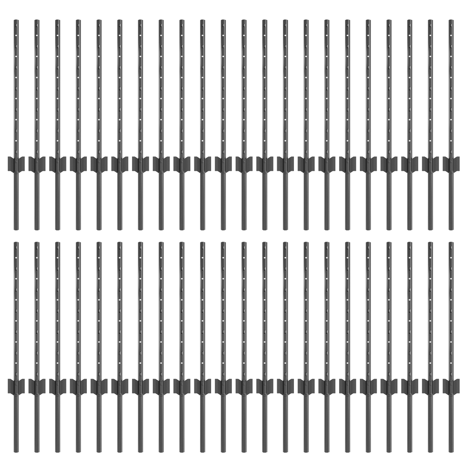 Fence Posts 44 pcs U-Channel Grey 100 cm Steel - Image 2