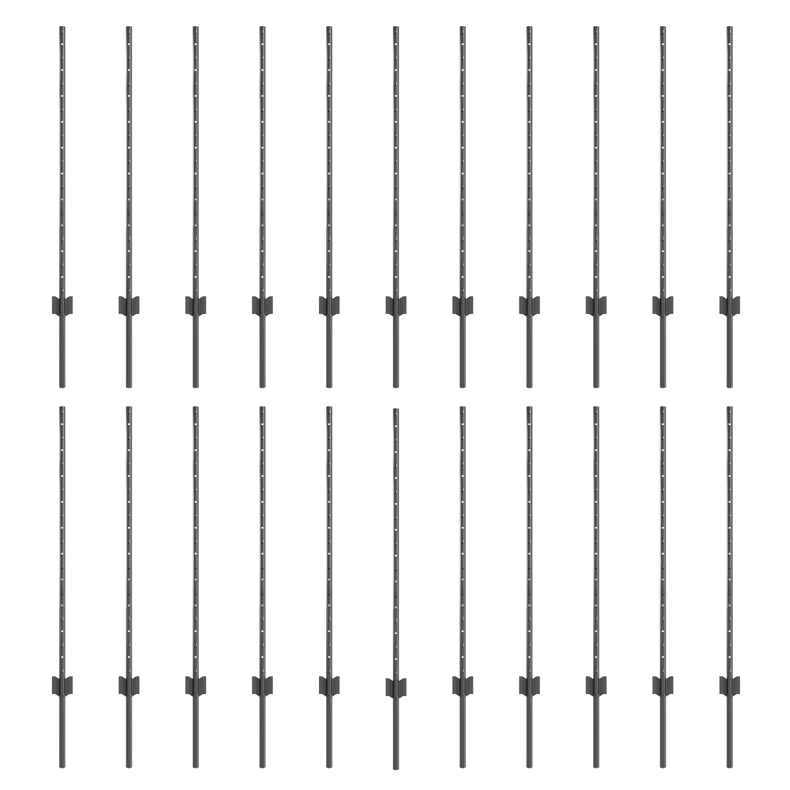 Fence Posts 44 pcs U-Channel Grey 140 cm Steel - Image 2