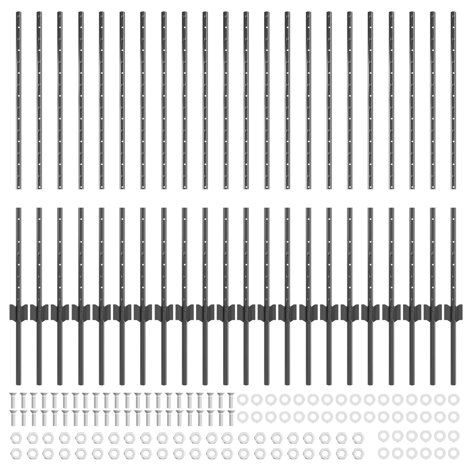 Fence Posts 44 pcs U-Channel Grey 140 cm Steel - Image 4