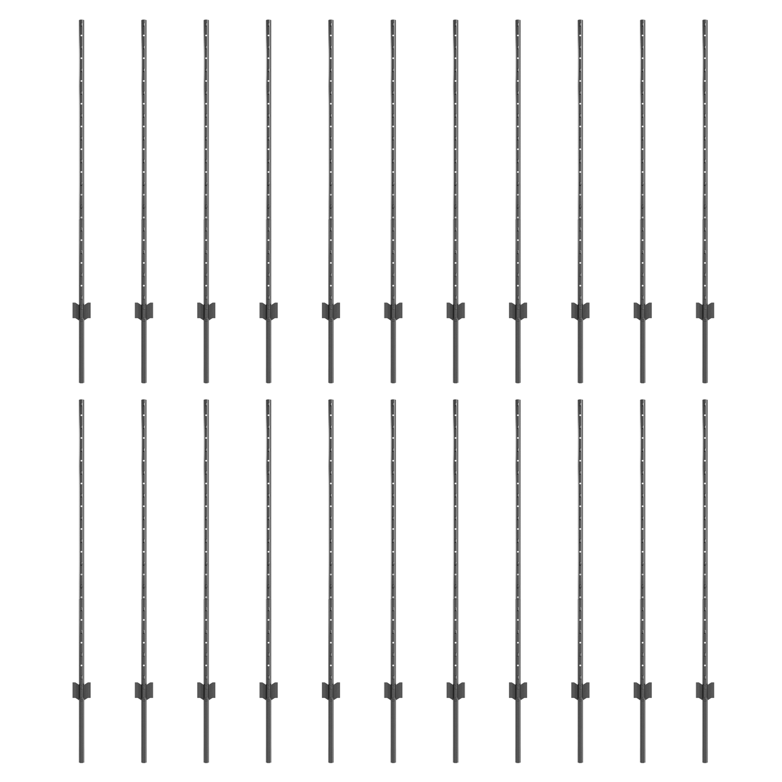 Fence Posts 44 pcs U-Channel Grey 160 cm Steel - Image 2