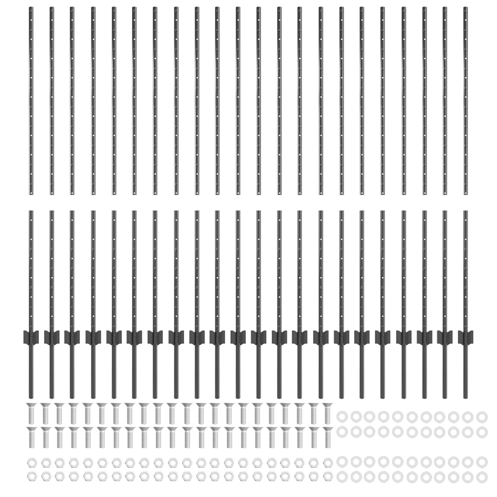 Fence Posts 44 pcs U-Channel Grey 180 cm Steel - Image 4