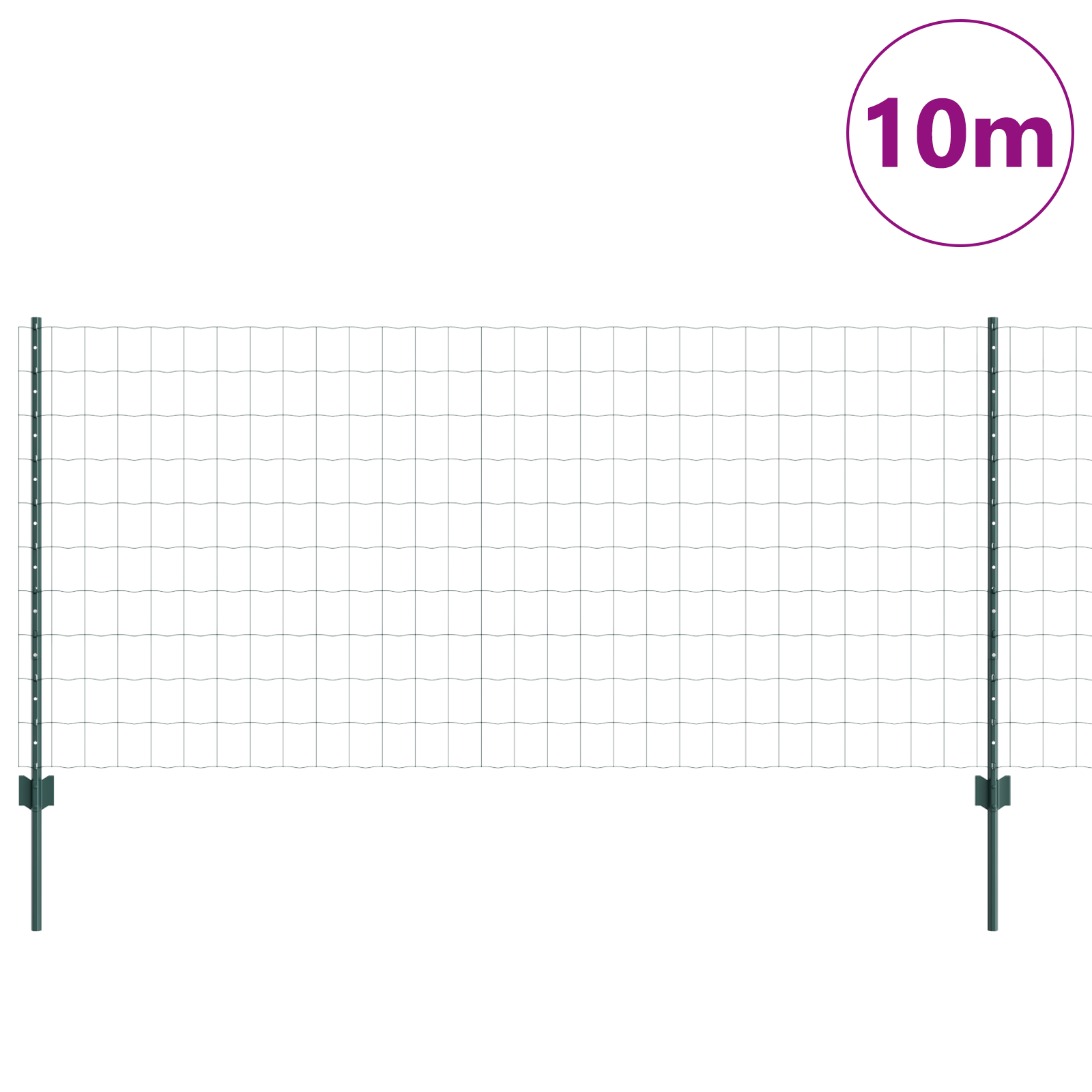Euro Fence with 5 U Posts Green 1x10 m Steel - Image 3