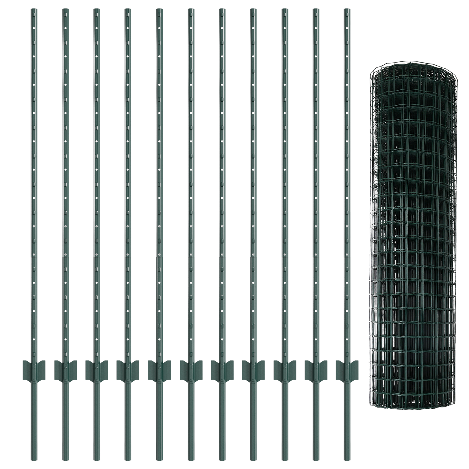 Garden Fence Set Set of 2 Green PVC coated metal 25 x 1.2 m fence - Image 4