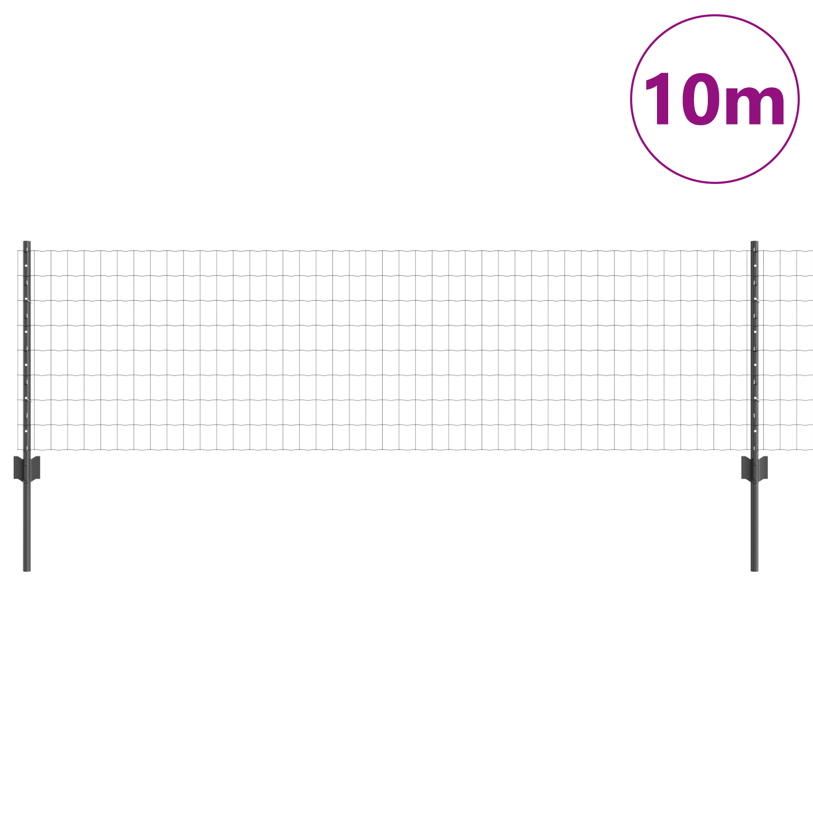 Euro Fence with 5 U Posts Grey 0,6x10 m Steel - Image 3