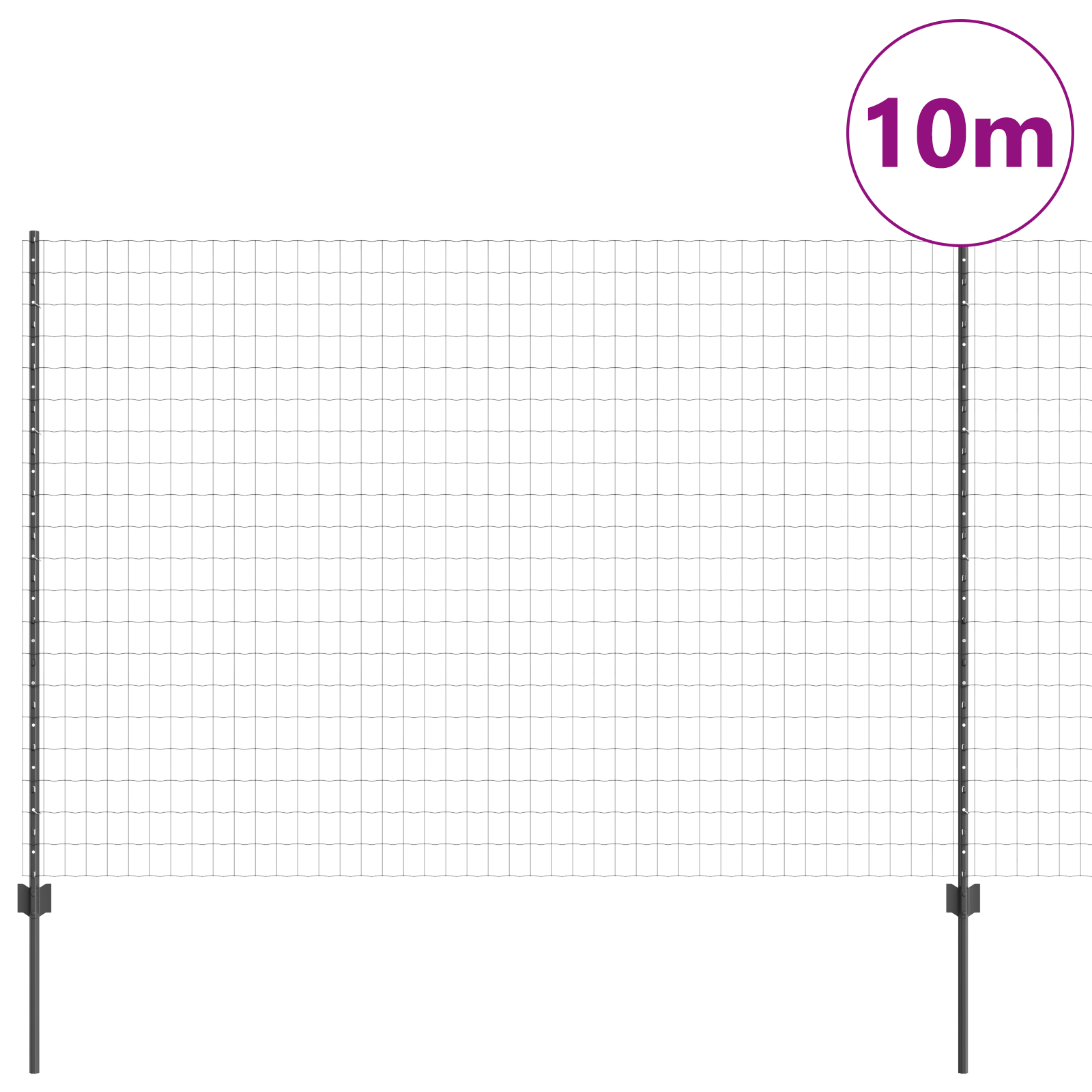 Euro Fence with 10 U Posts Grey 1,6x10 m Steel - Image 3