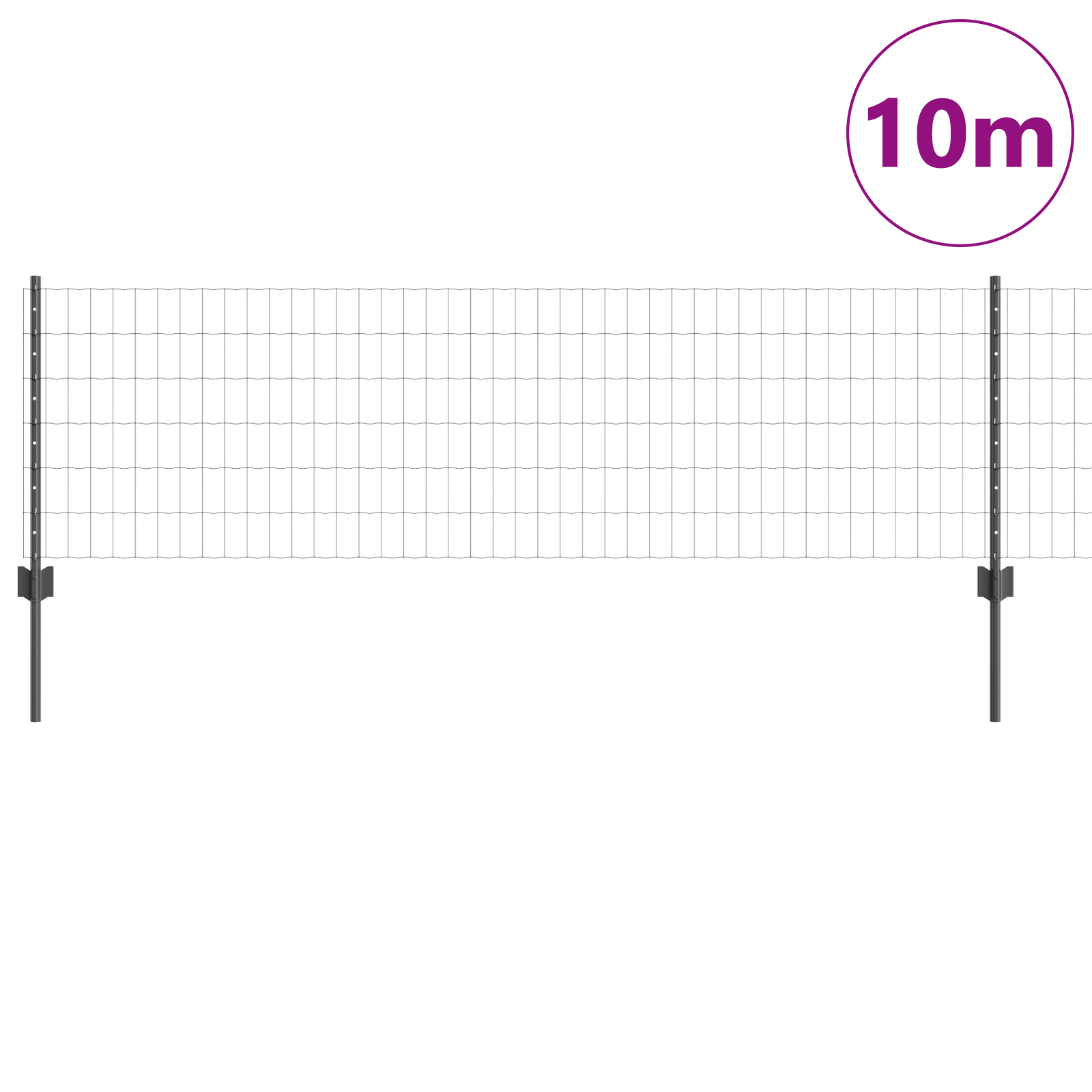 Euro Fence with 5 U Posts Grey 0.6x10 m Steel - Image 3