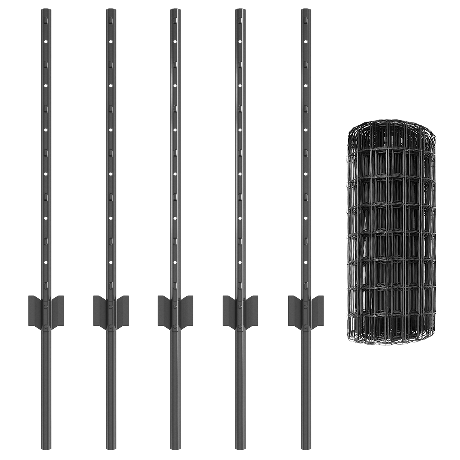 Euro Fence with 5 U Posts Grey 0.6x10 m Steel - Image 4