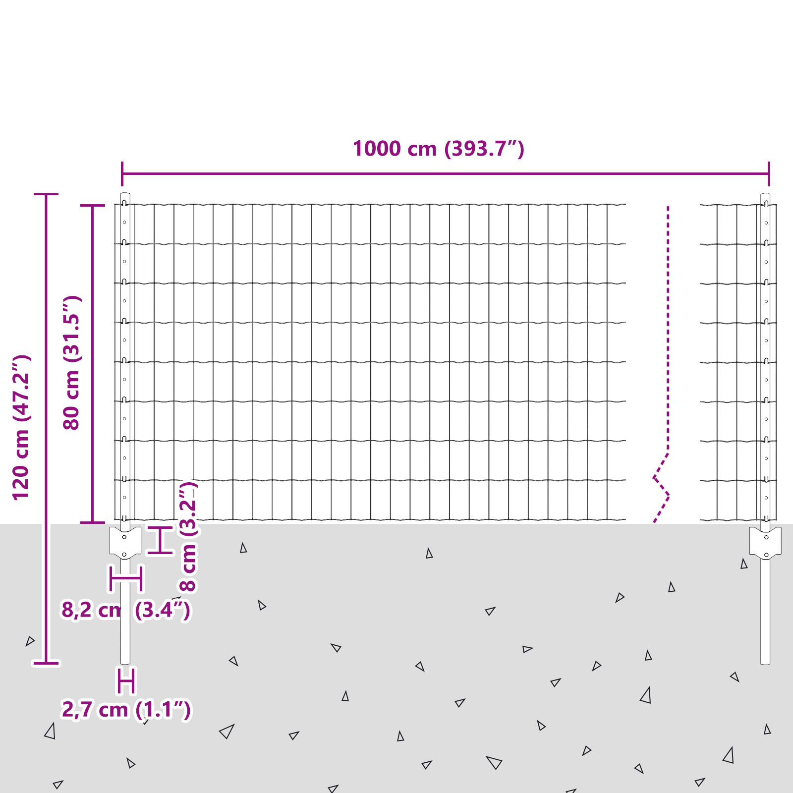 Euro Fence with 5 U Posts Grey 0,8x10 m Steel - Image 10