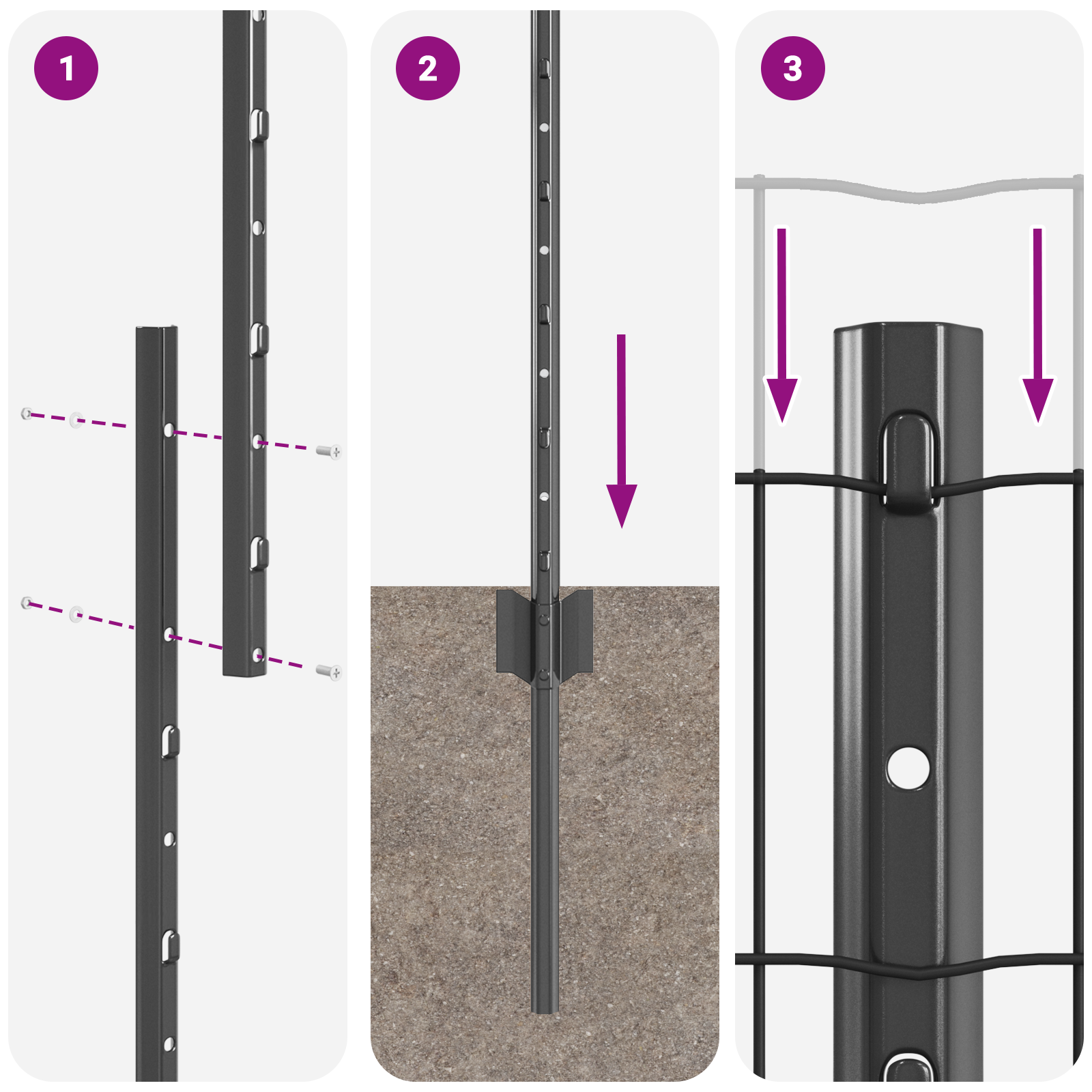 Euro Fence with 10 U Posts Grey 1,6x10 m Steel - Image 10