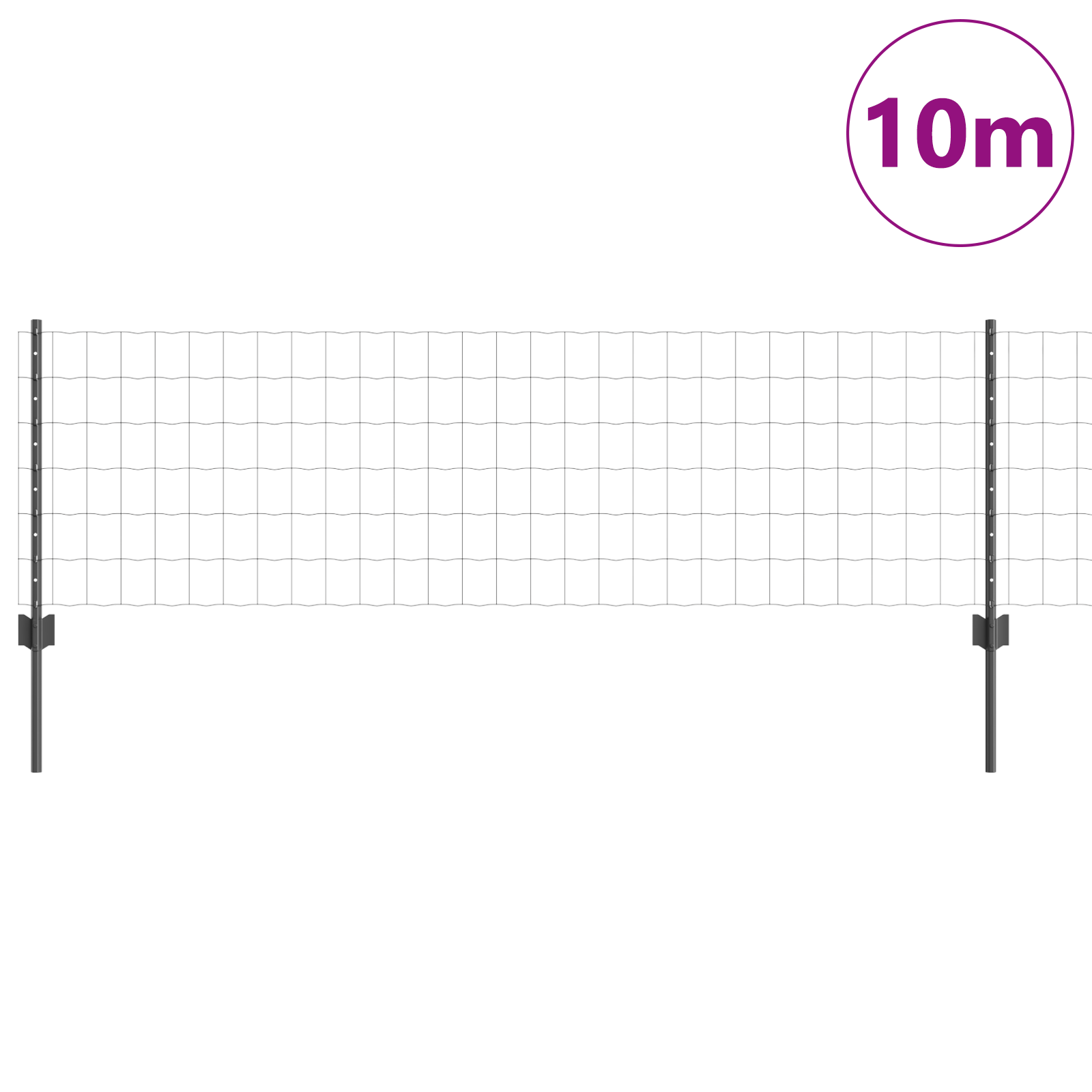Euro Fence with 5 U Posts Grey 0.6x10 m Steel - Image 3